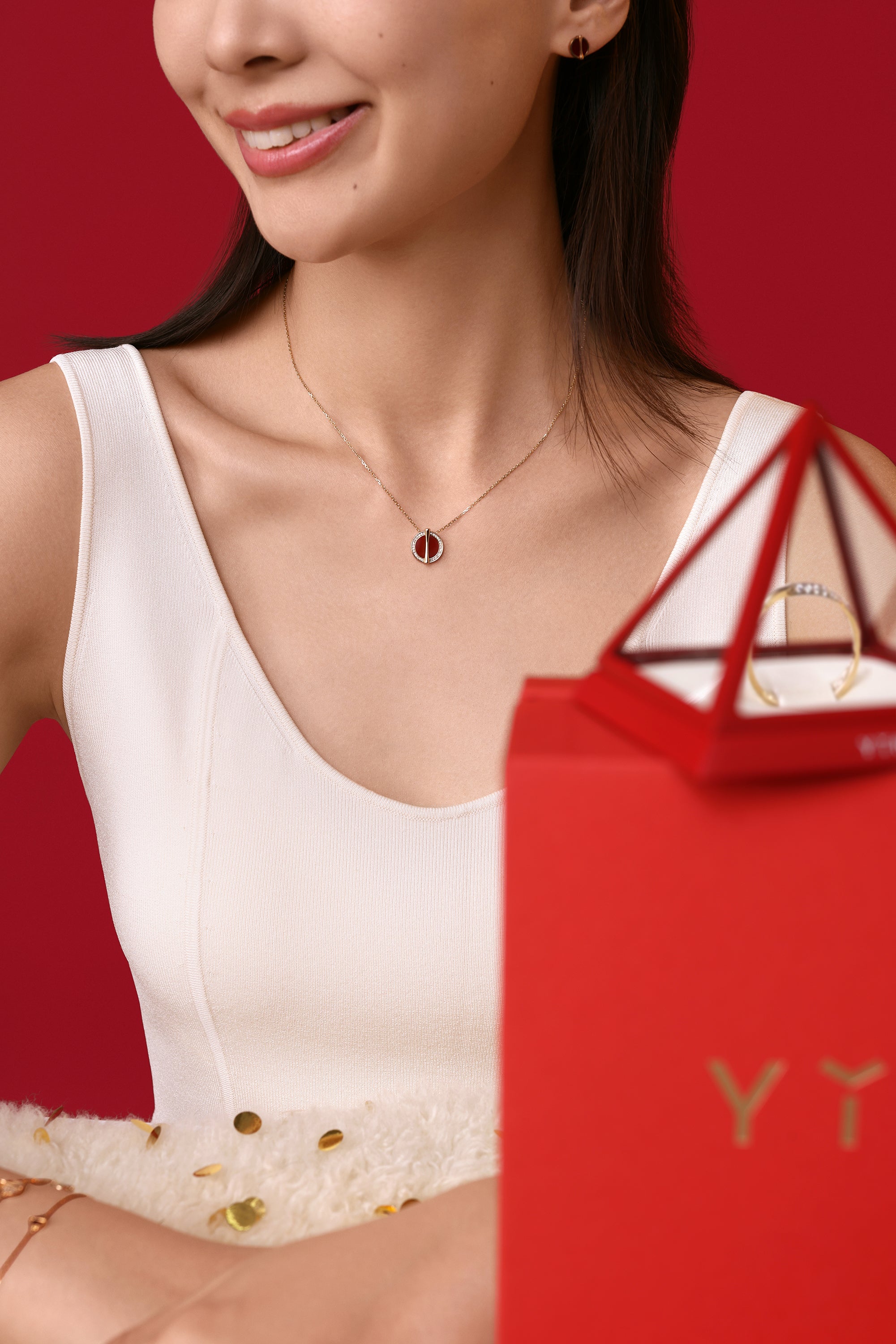 The Golden Ratio Diamond Necklace - Carnelian