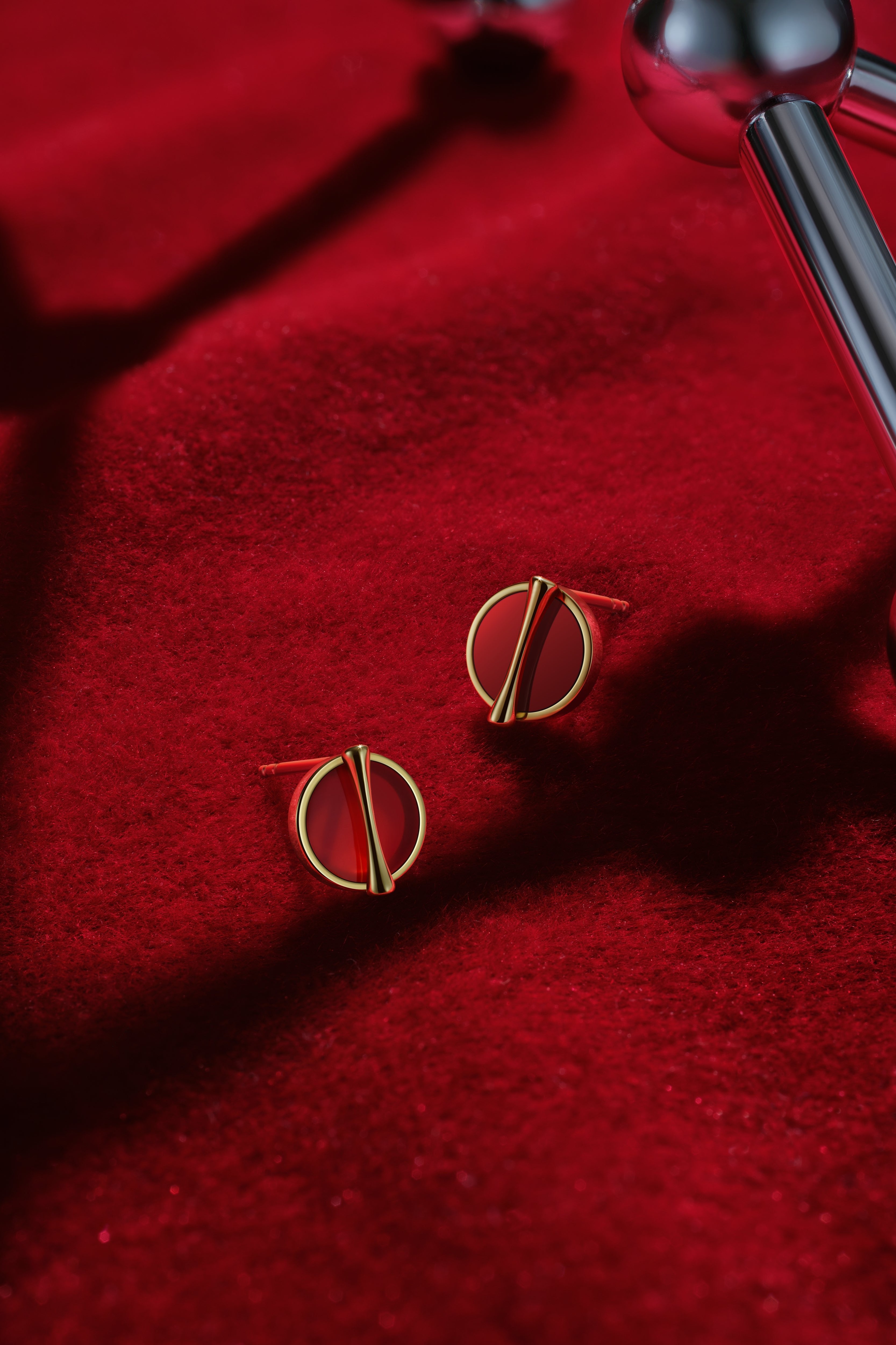 The Golden Ratio Stud Earrings - Carnelian