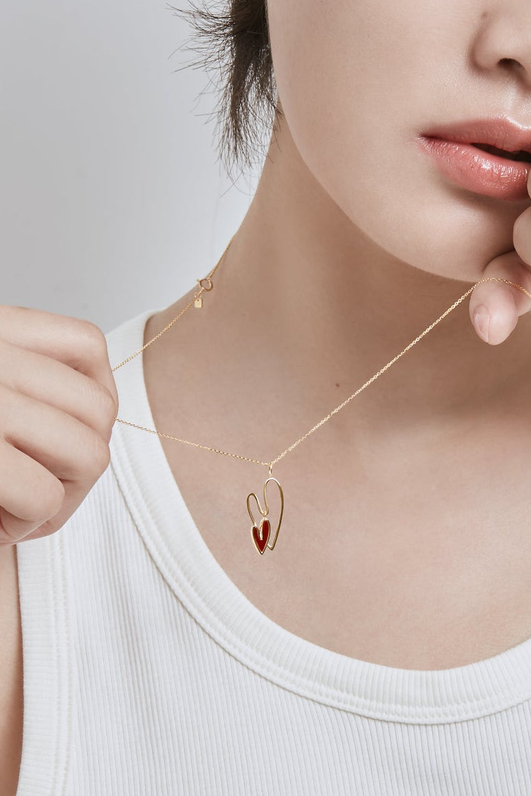 The Joy Carnelian Double Heart Pendant Necklace