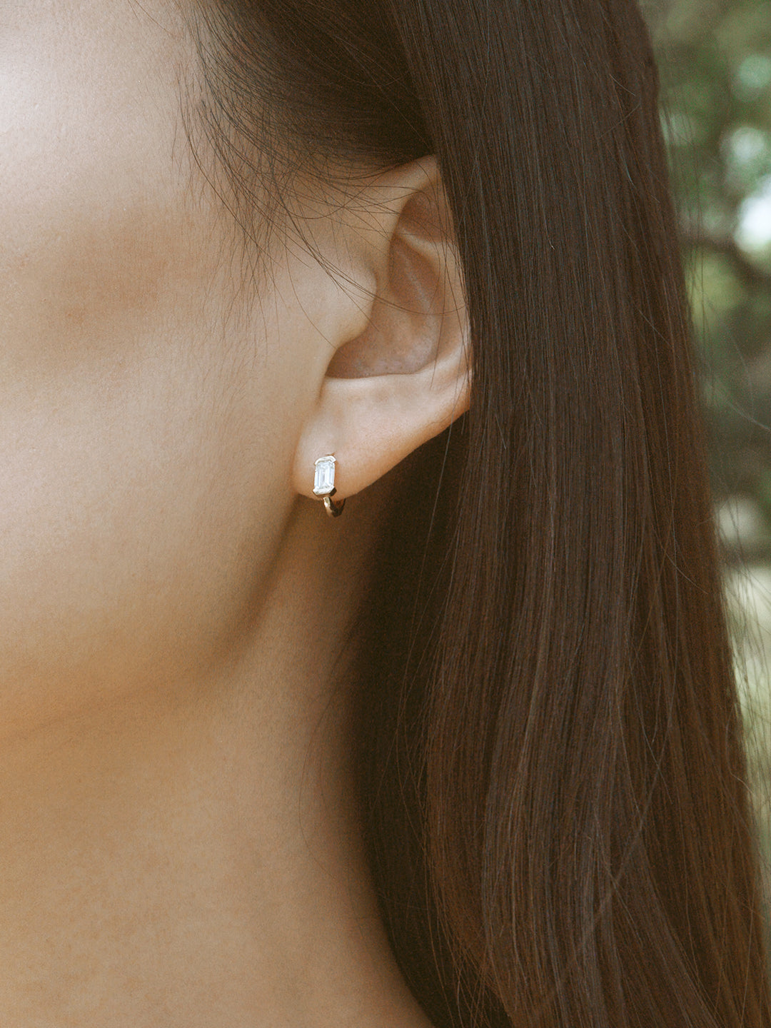 The Radiance Emerald Diamond Huggie Hoops