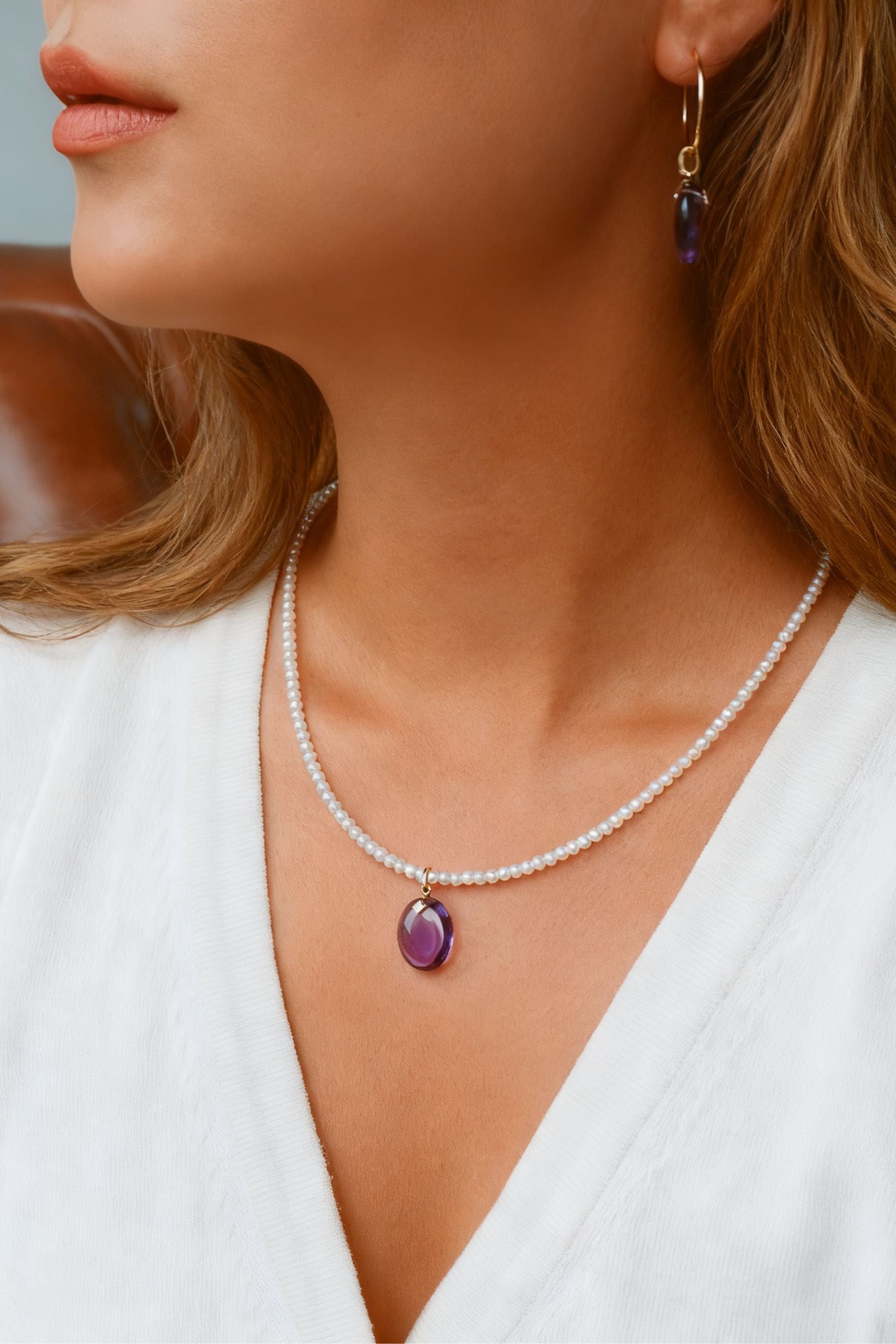 The Guiding Stars Oval Amethyst Pendant Necklace