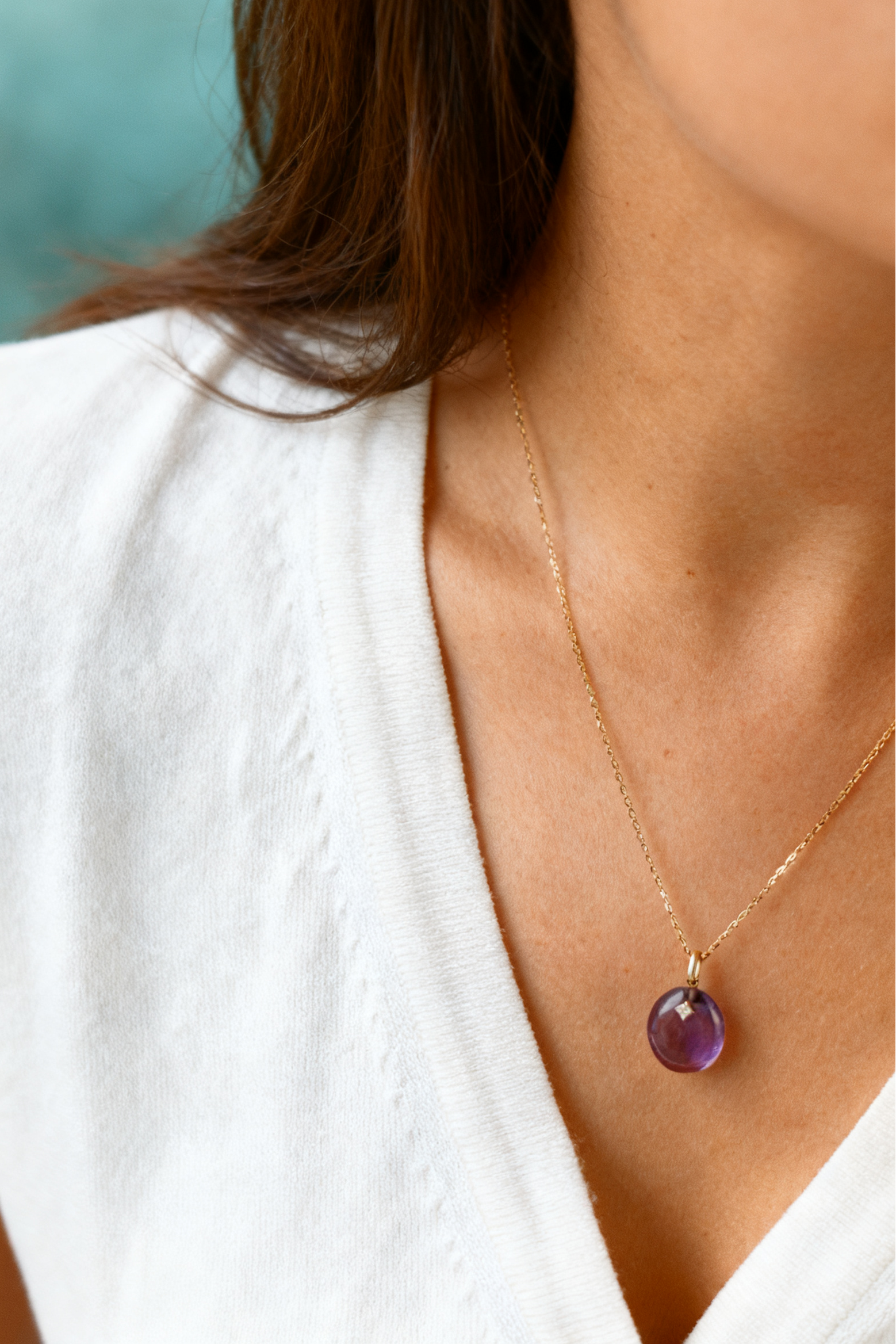 The Guiding Stars Oval Amethyst Pendant Necklace