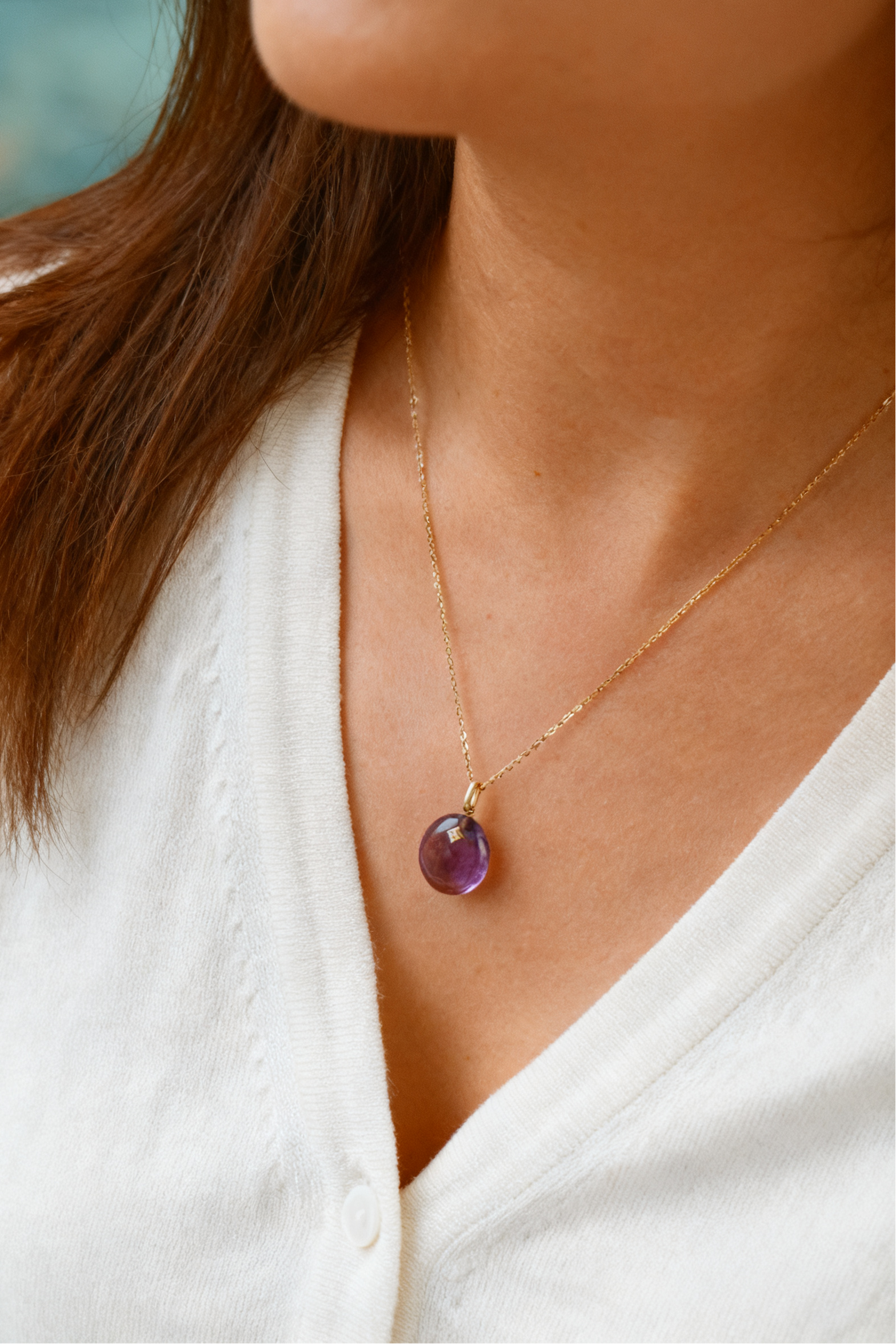 The Guiding Stars Oval Amethyst Pendant Necklace
