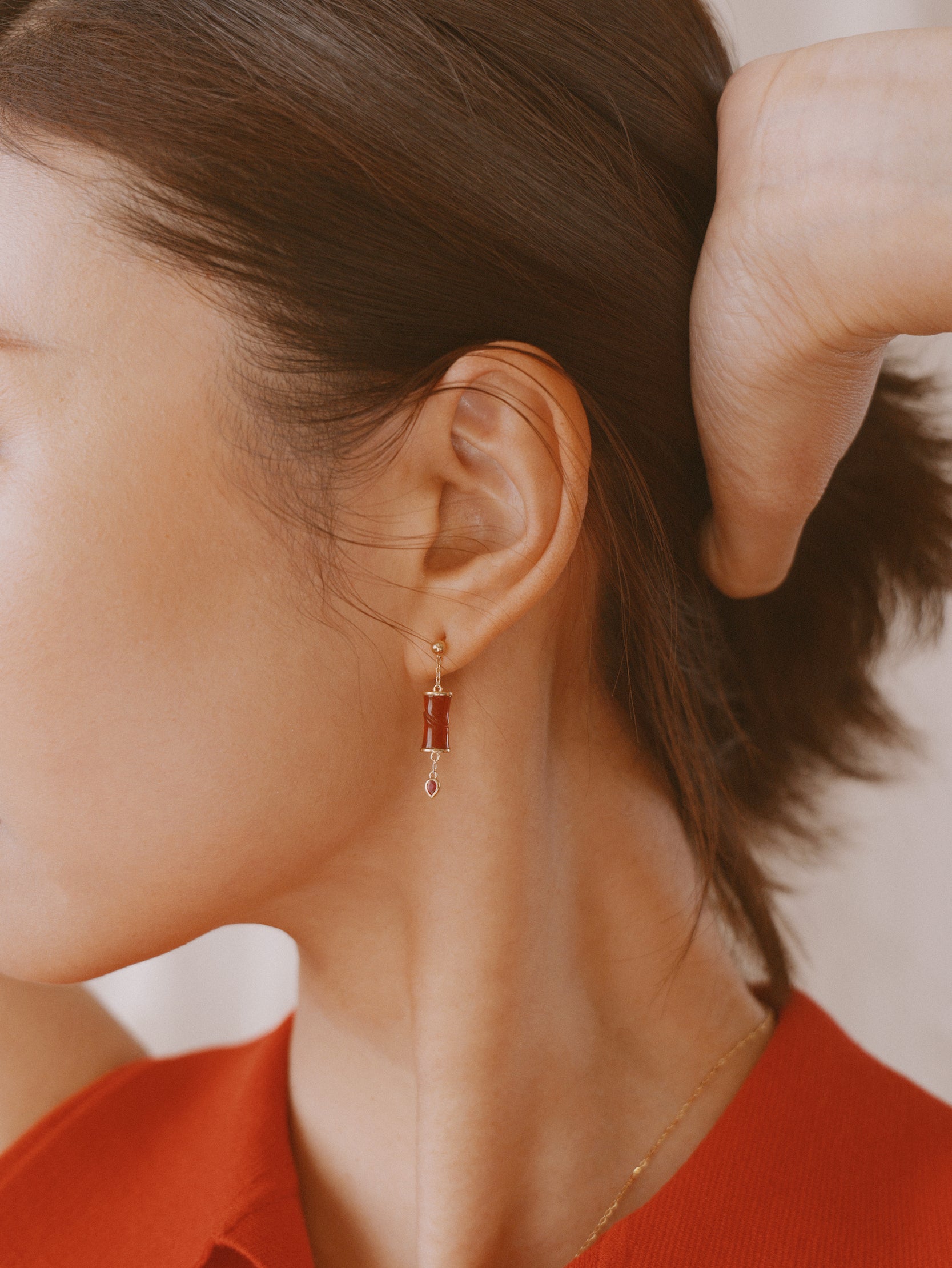 The Revival Firecracker Carnelian Drop Earrings