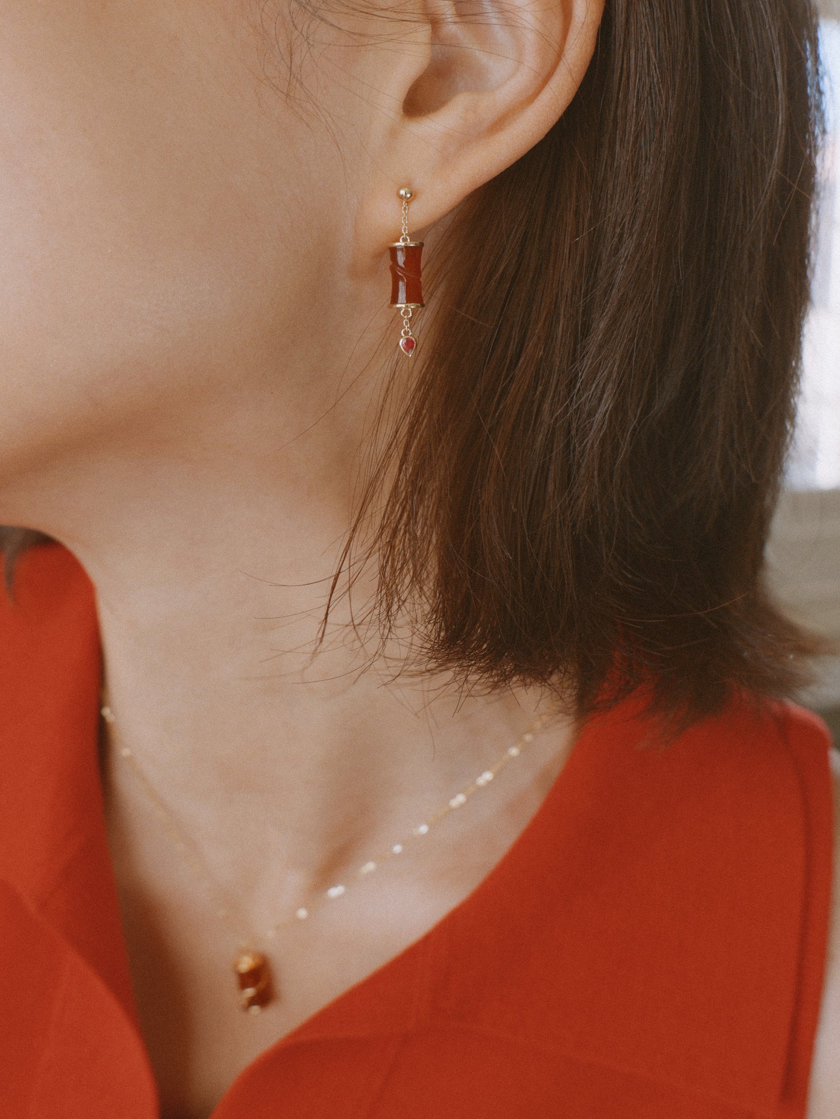 The Revival Firecracker Carnelian Drop Earrings