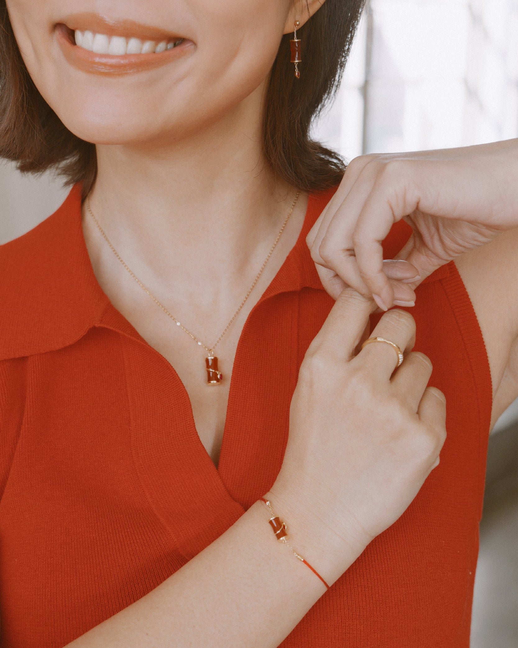 The Revival Firecracker Carnelian Red String