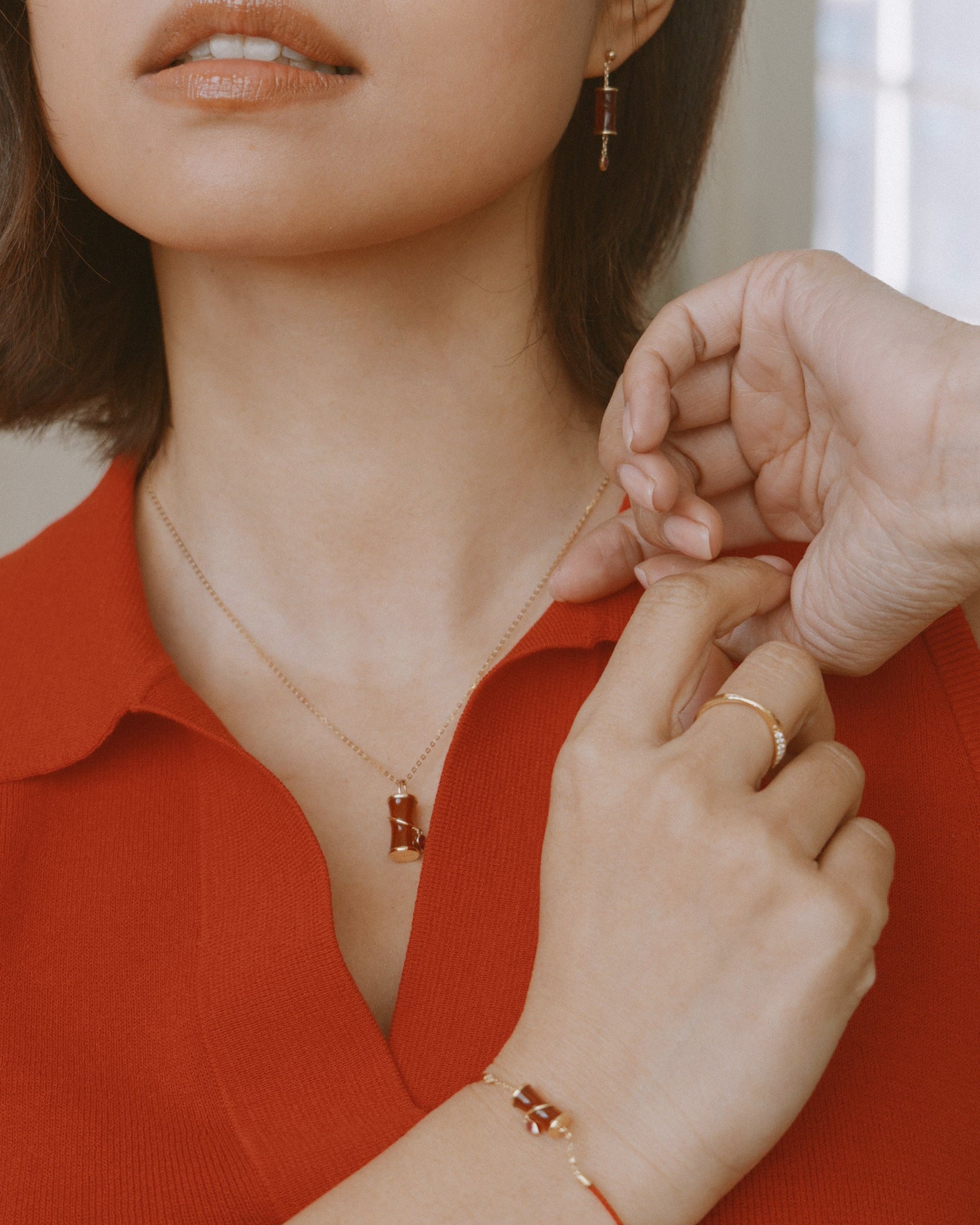 The Revival Firecracker Carnelian Red String