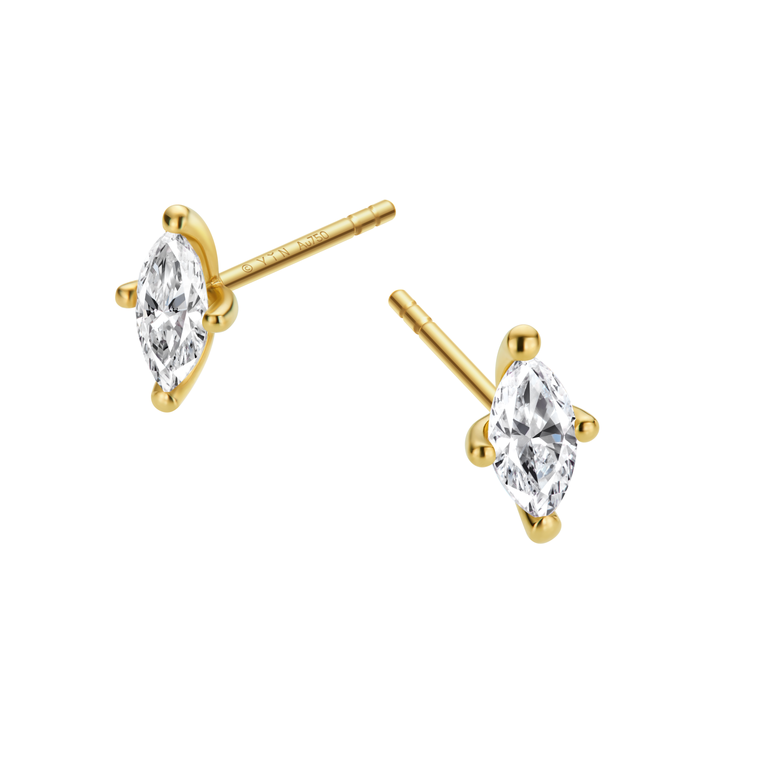 ReSingle®️ Lab Grown Diamond Stud Earrings - 18K Solid Gold - YIN Fine Jewelry - Chinese Modern Gold Jewelry