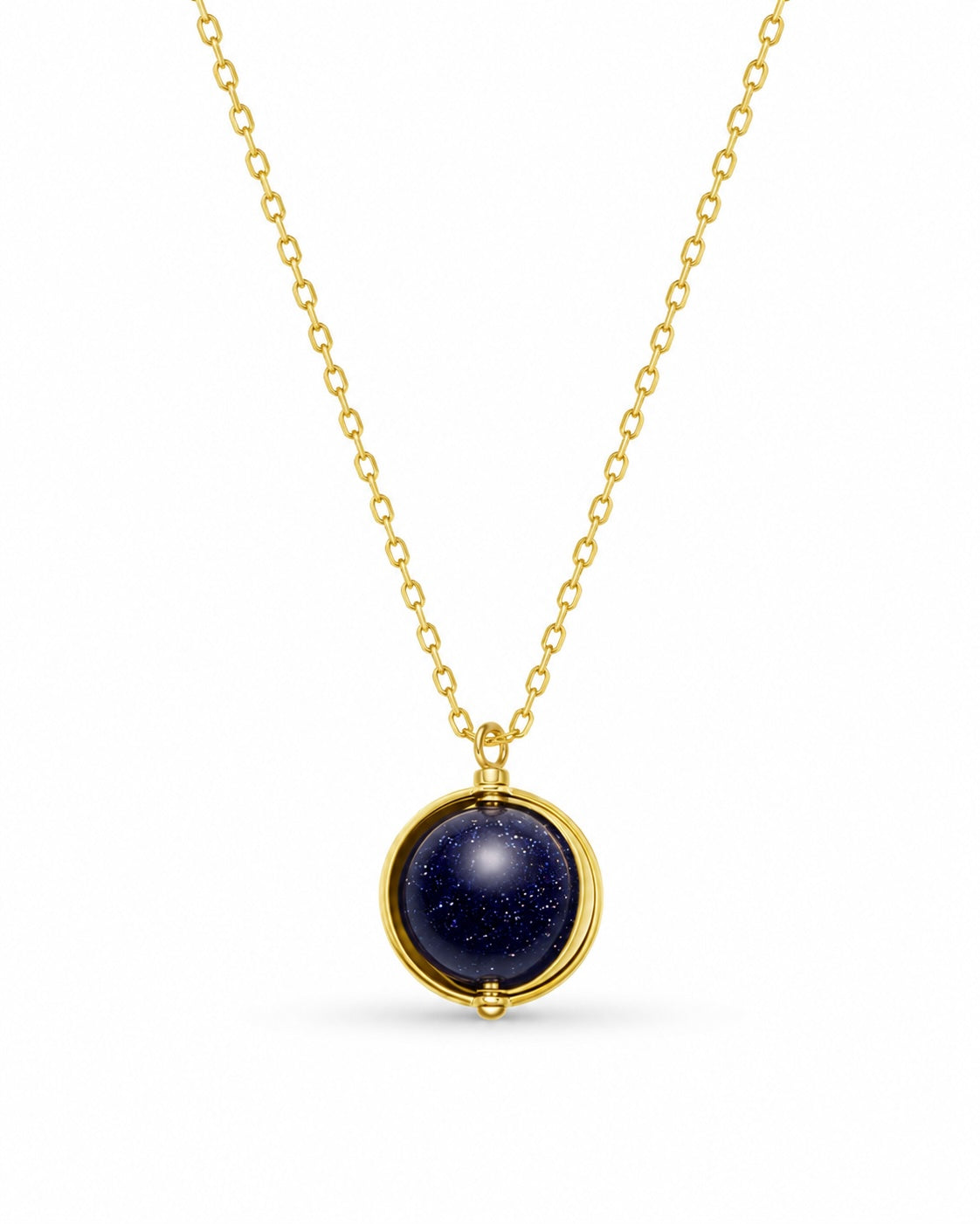 Rotating Moon Blue Sandstone Necklace