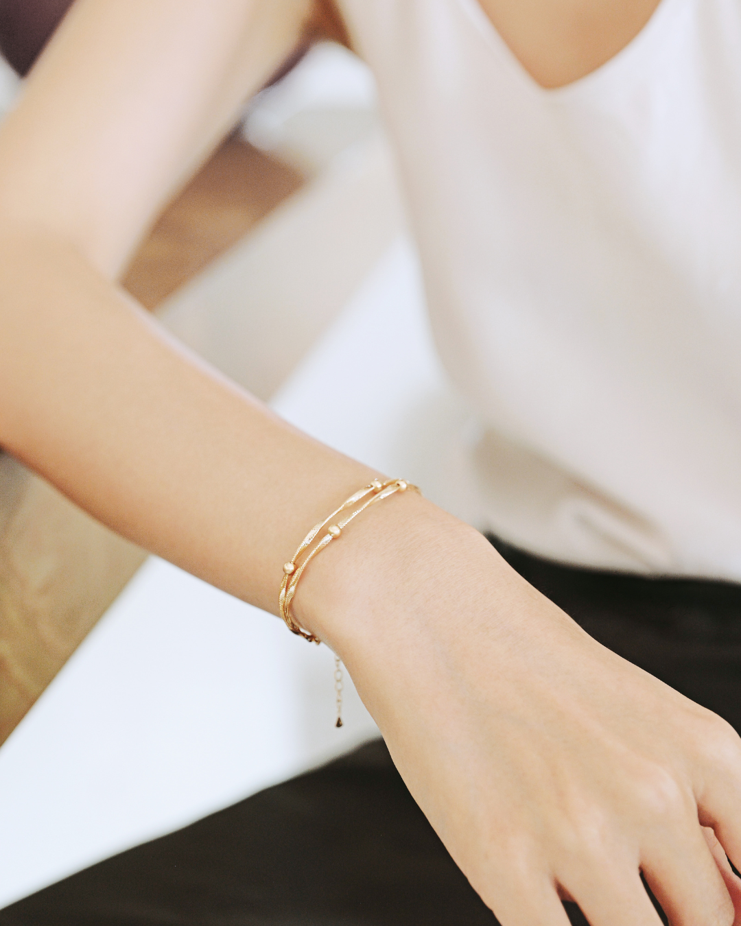 The Essentials Double Twist Bead Bracelet