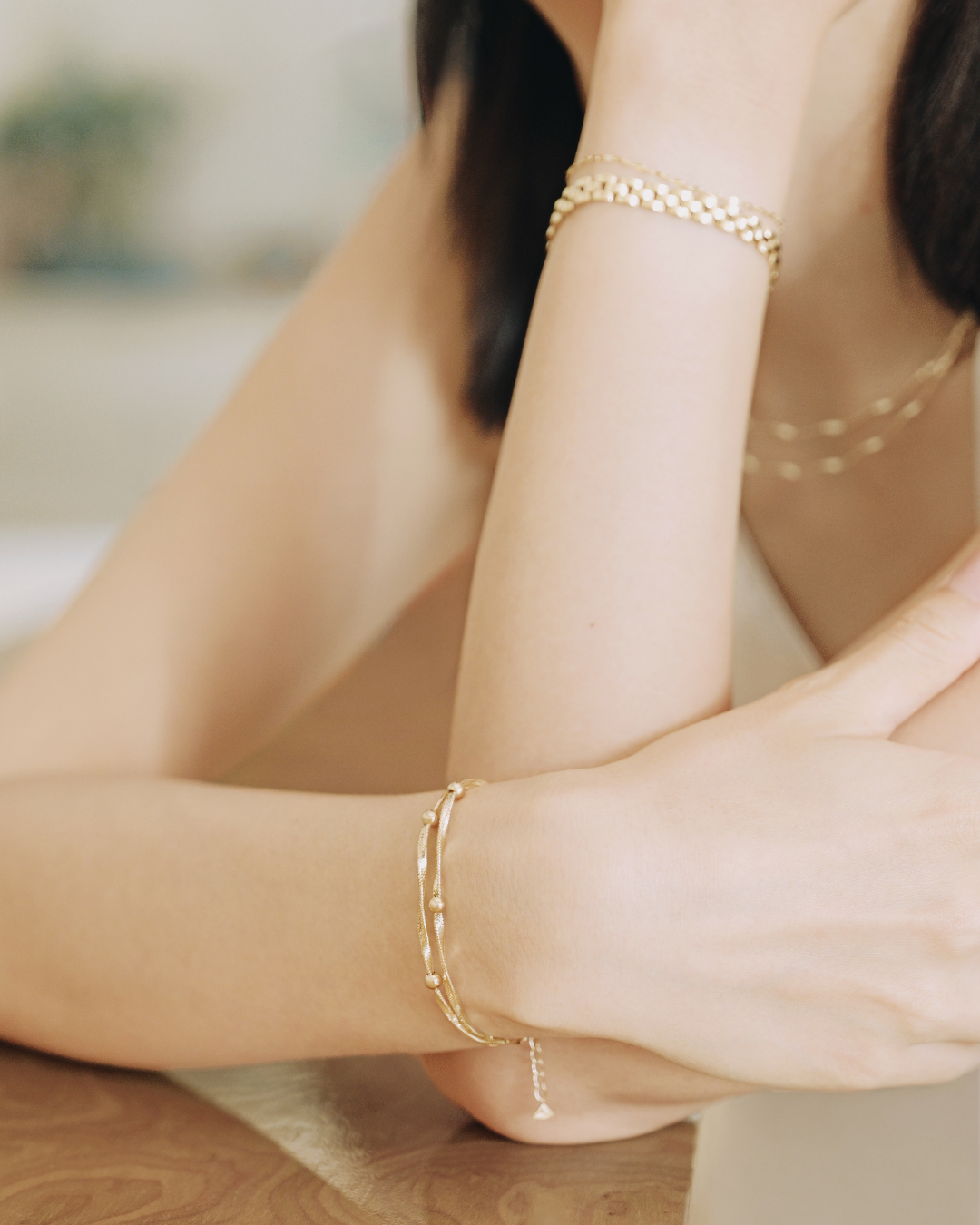 The Essentials Double Twist Bead Bracelet