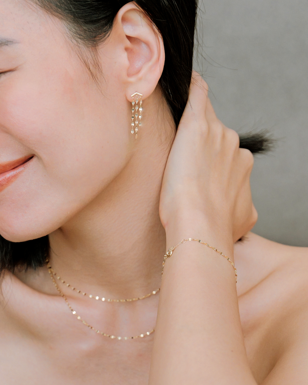 The Essentials Petal Chain Drop Earrings