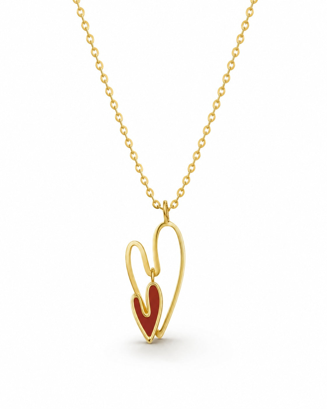 The Carnelian Double Heart Pendant Necklace