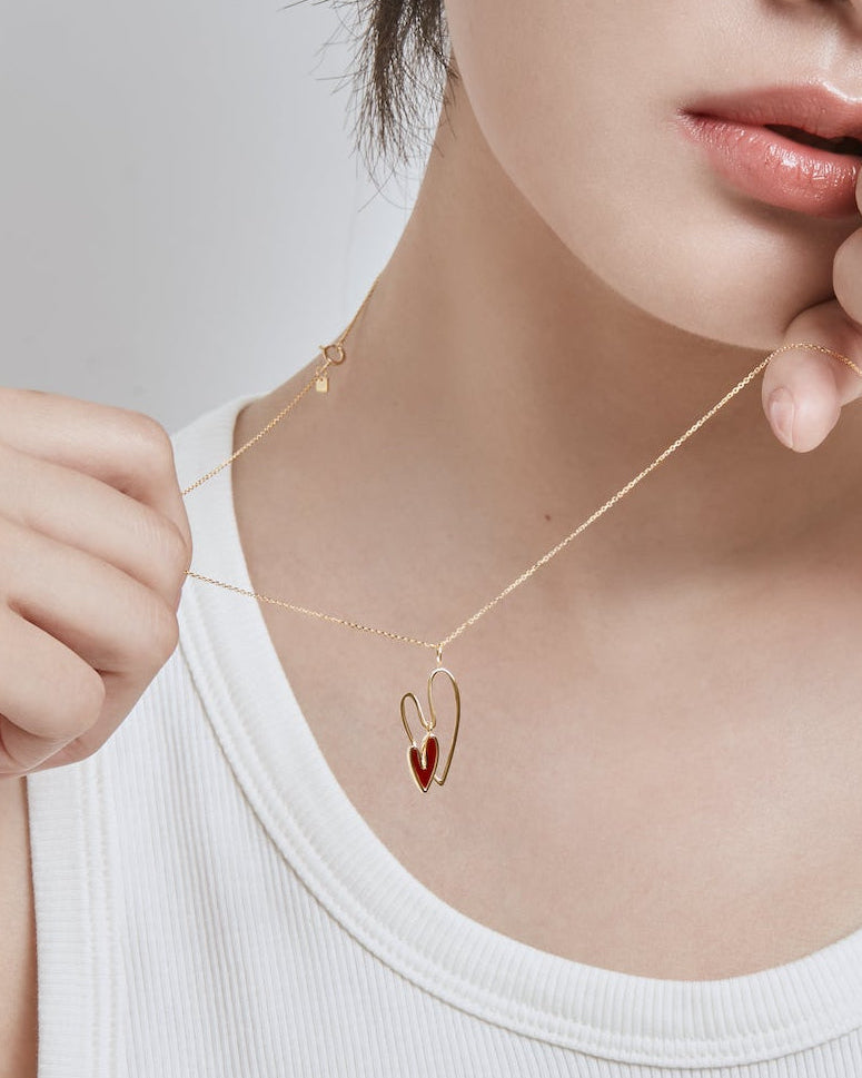 The Carnelian Double Heart Pendant Necklace