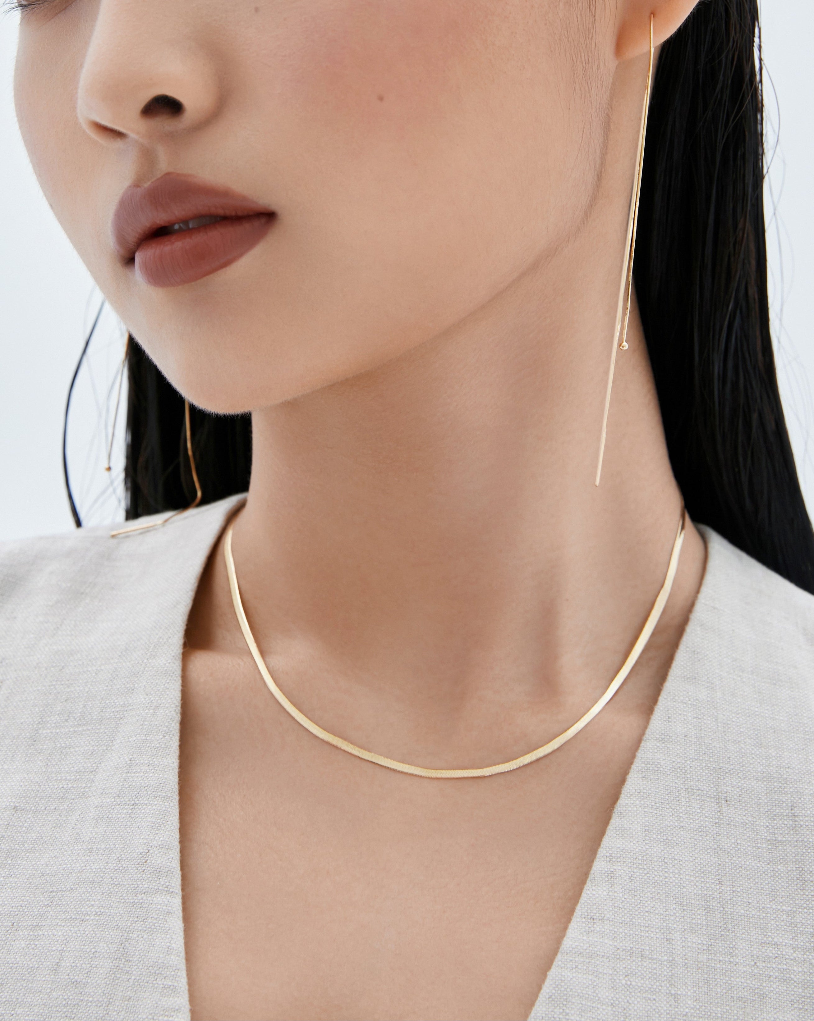 The Essentials Herringbone Necklace - 18K Solid Gold - YIN Fine Jewelry - Chinese Modern Gold Jewelry