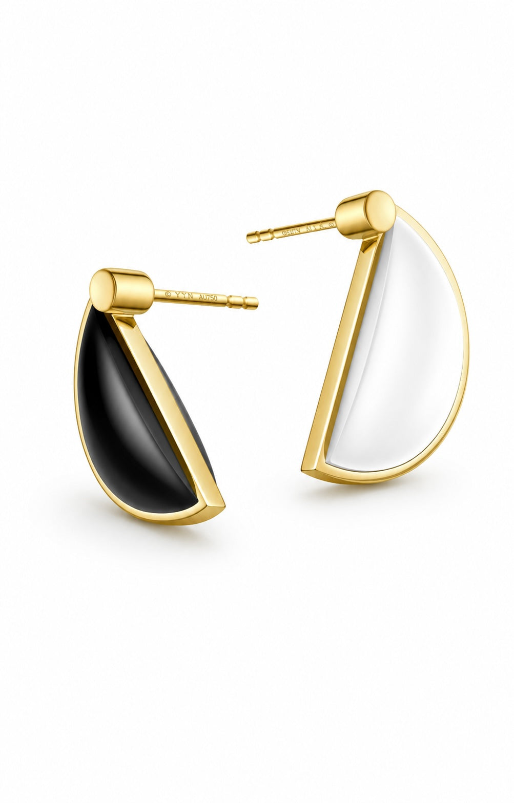 The Game of Go Black & White Hetian Jade Earrings