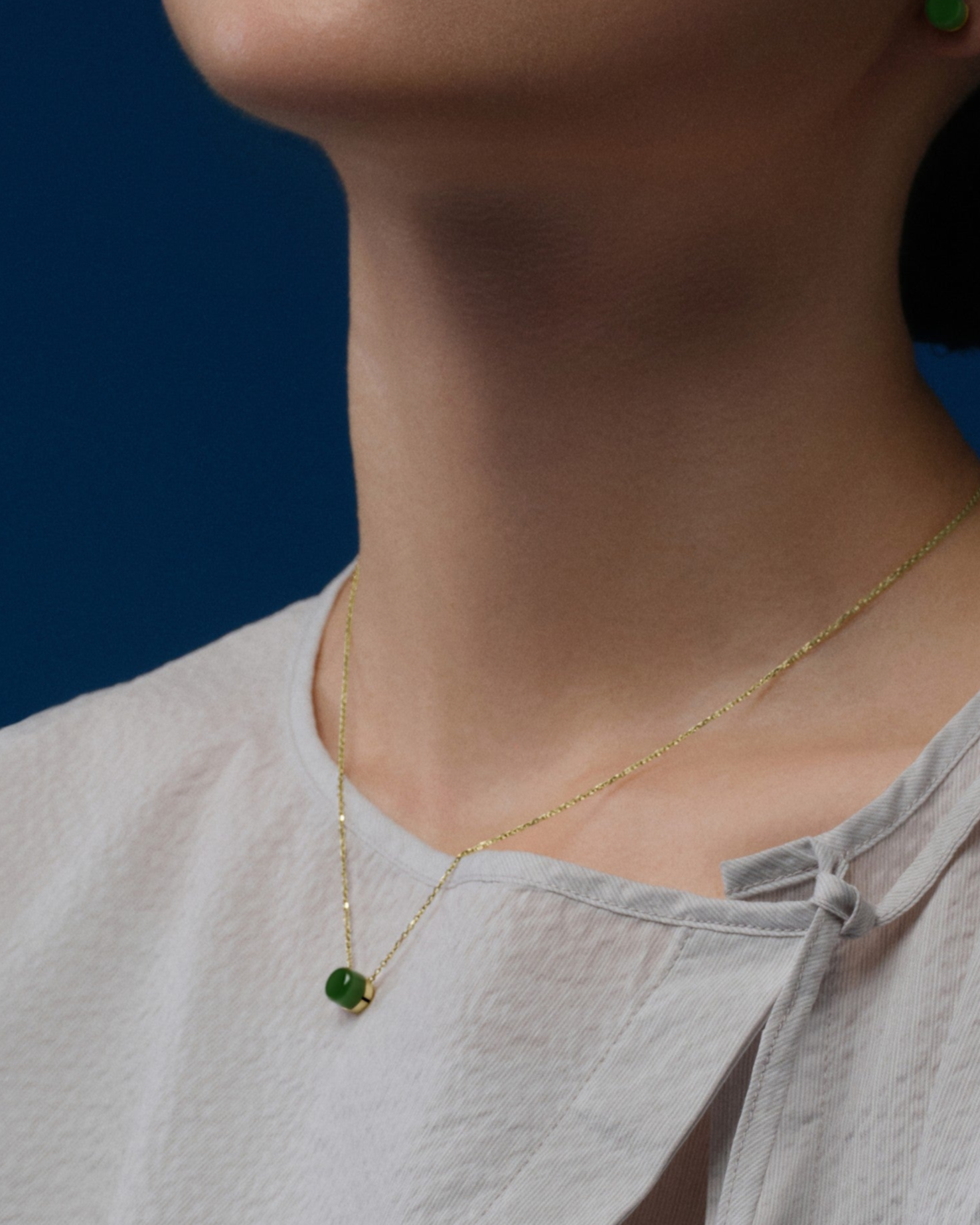 The Game of Weiqi 3/4 Jade Necklace - 18K Solid Gold - YIN Fine Jewelry - Chinese Modern Gold Jewelry
