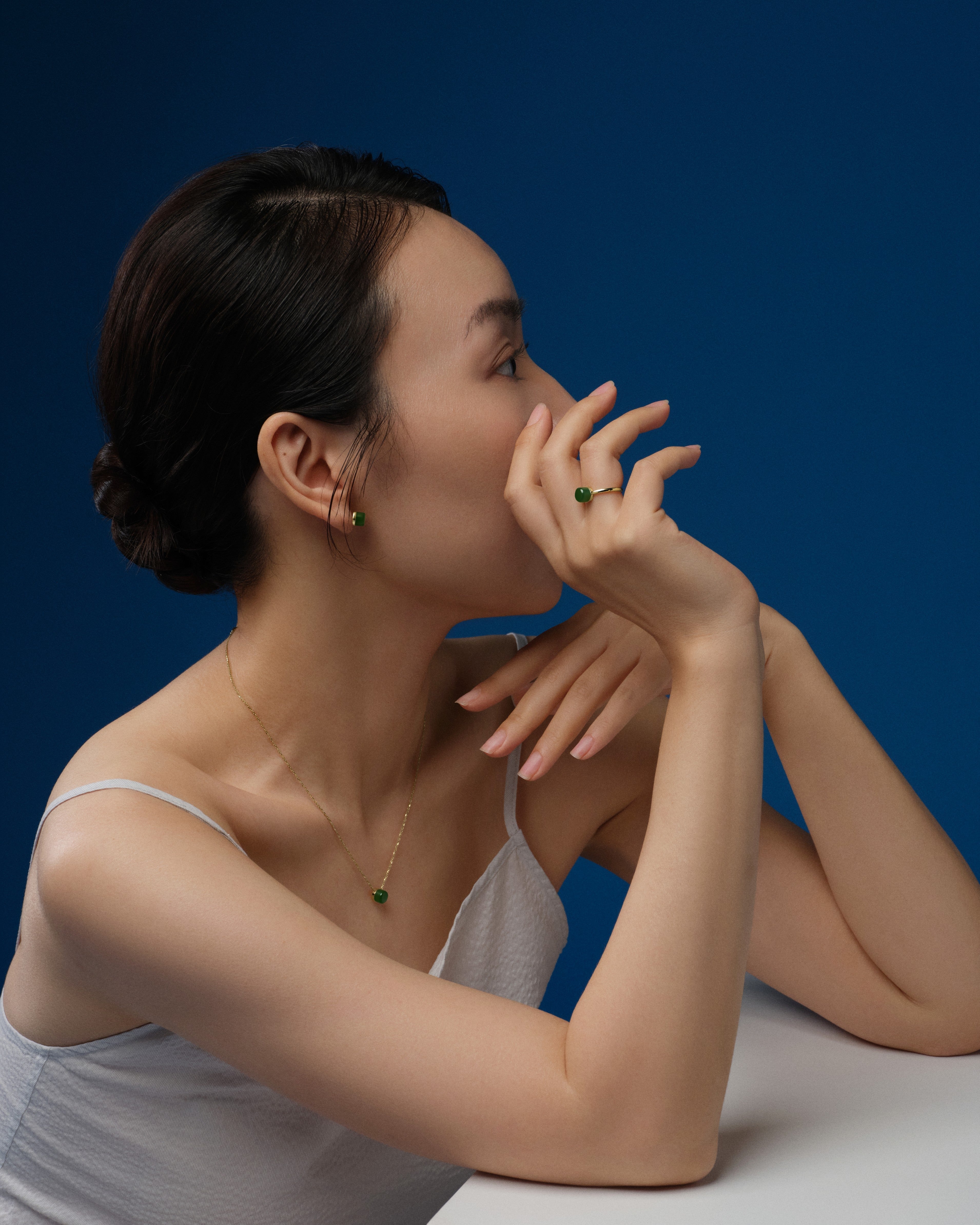 The Game of Go Hetian Green Jade Ring