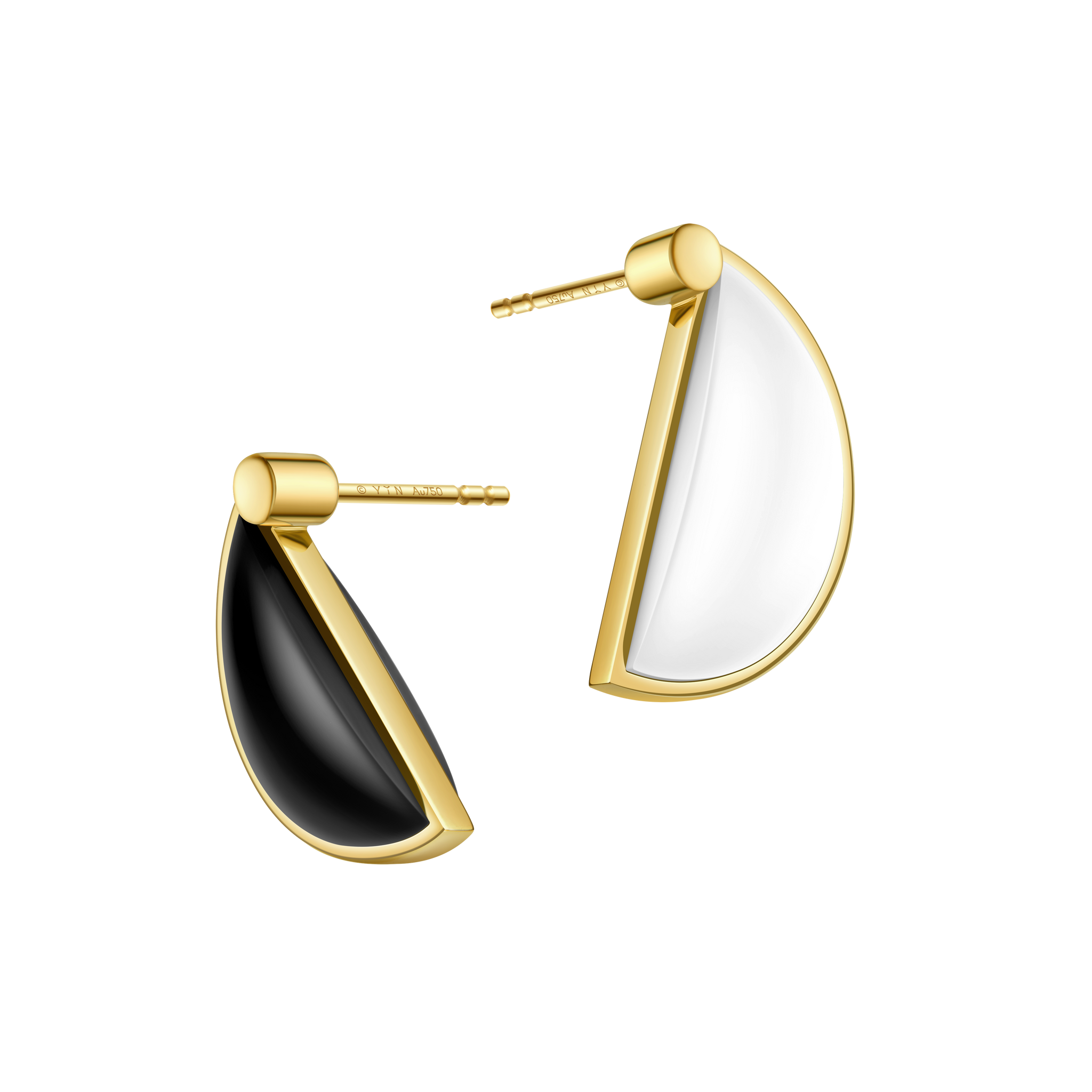 The Game of Go Black & White Hetian Jade Earrings