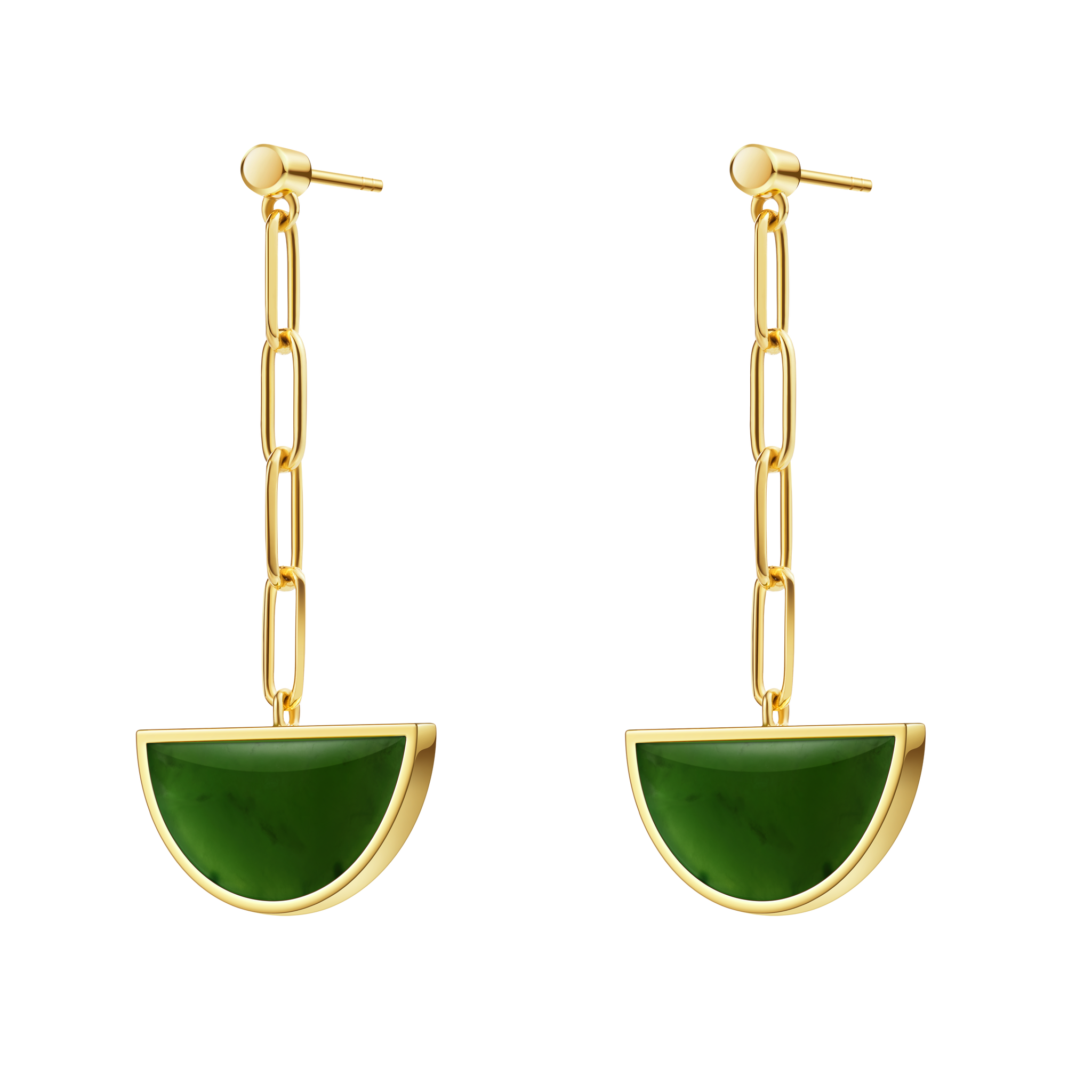 The Game of Go Hetian Green Jade Drop Earrings