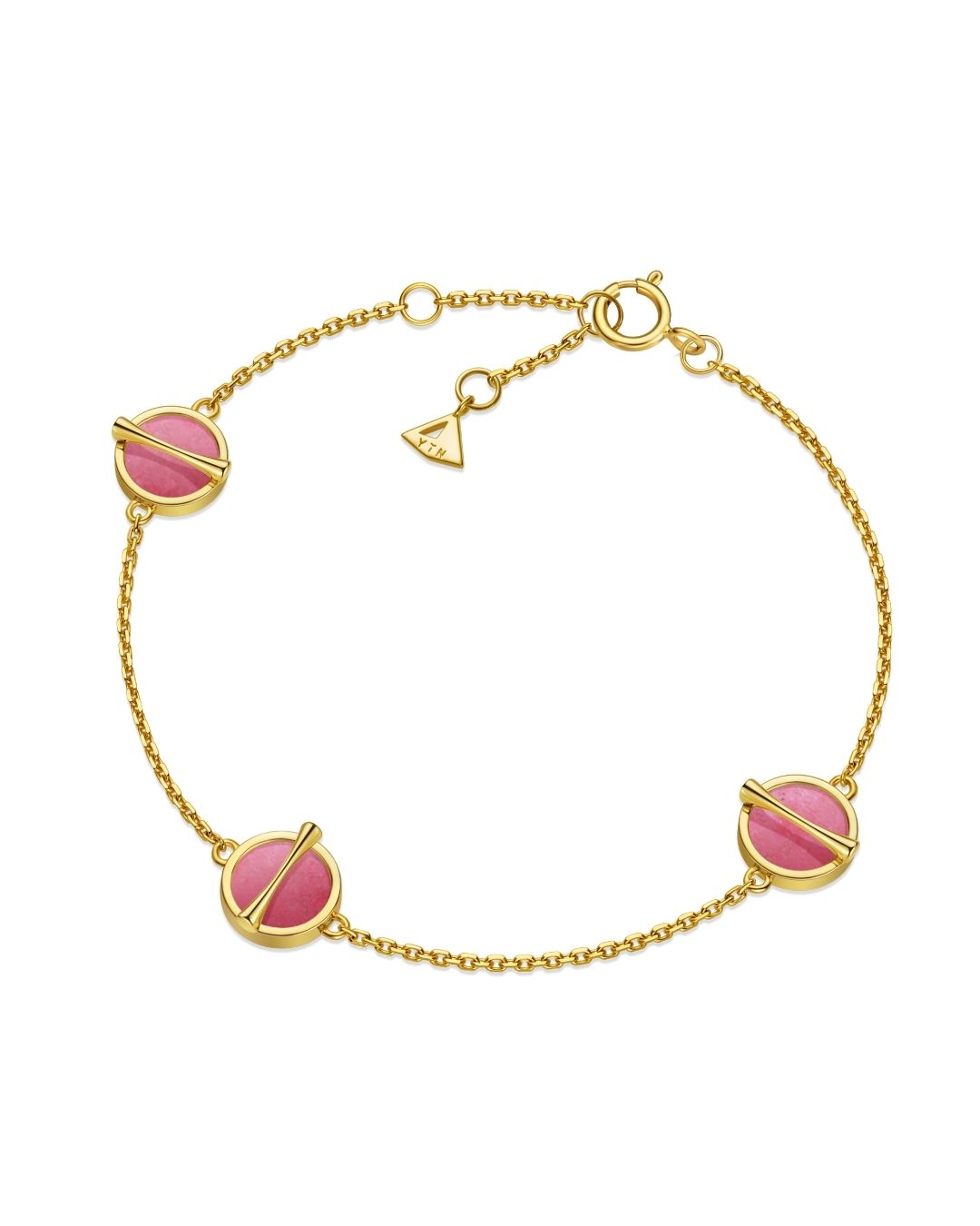 The Golden Ratio 3-motif Bracelet - Rhodonite
