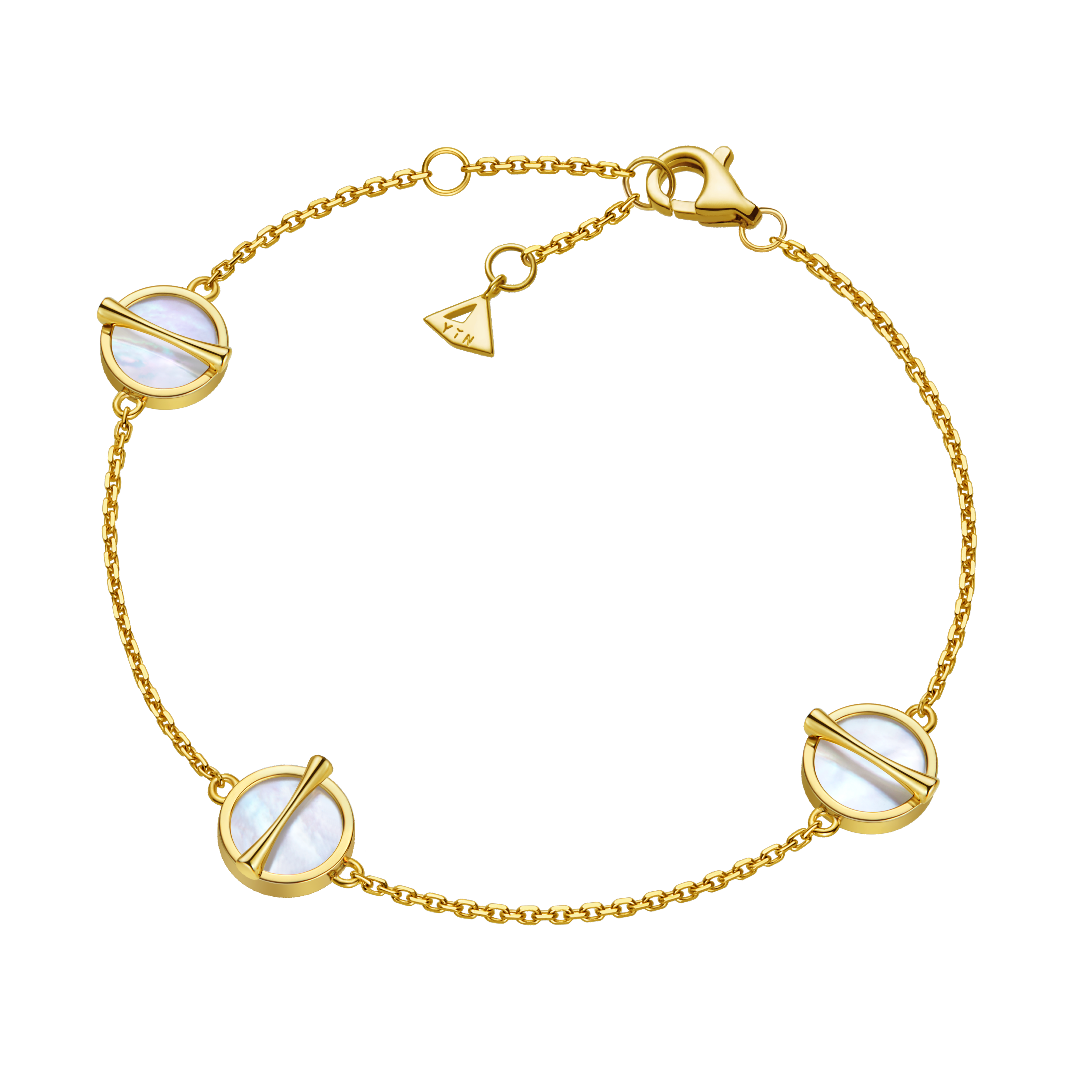 The Golden Ratio 3-motif Bracelet - Rhodonite - 18K Solid Gold - YIN Fine Jewelry - Chinese Modern Gold Jewelry