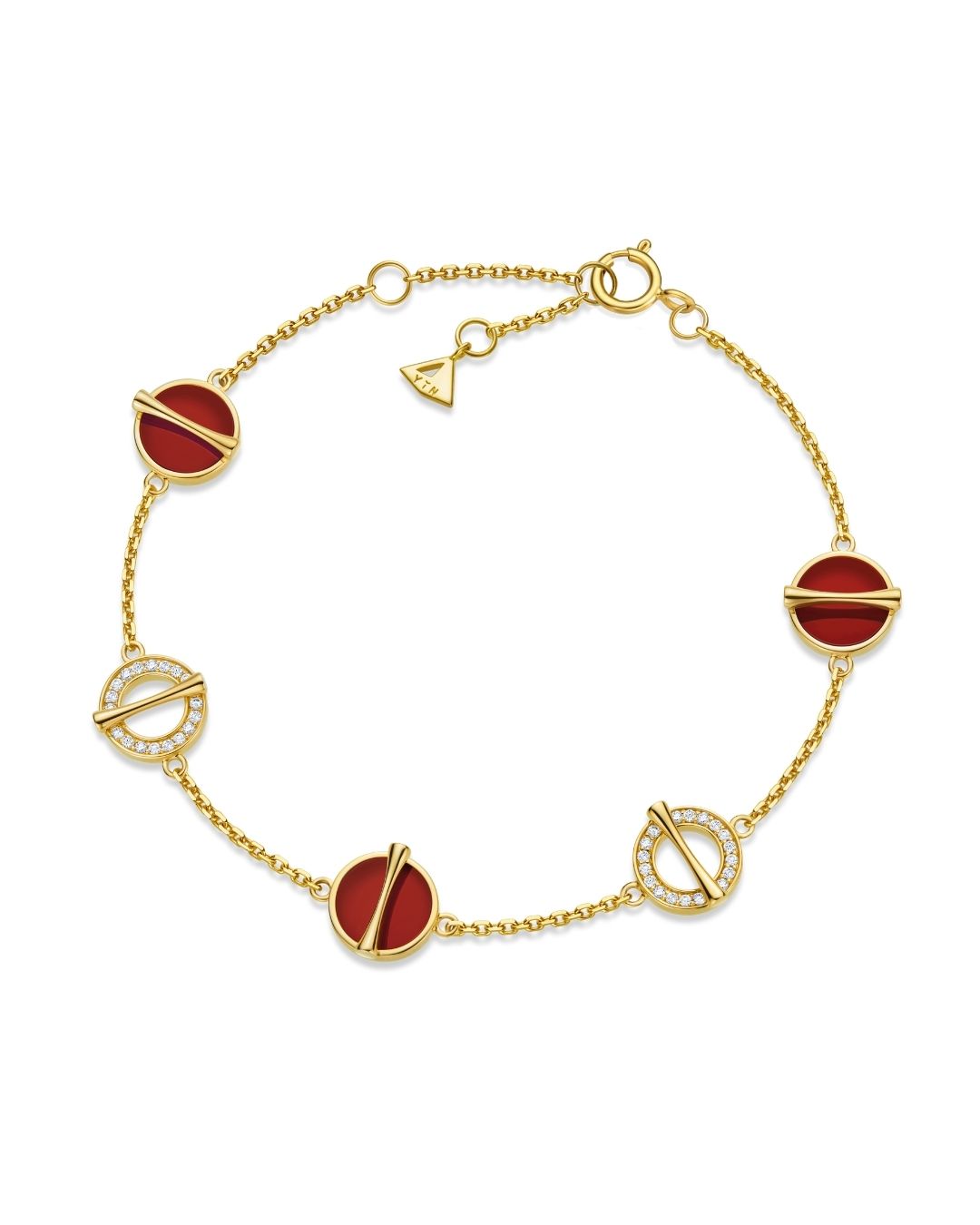 The Golden Ratio 5-motif Diamond Tennis Bracelet - Carnelian