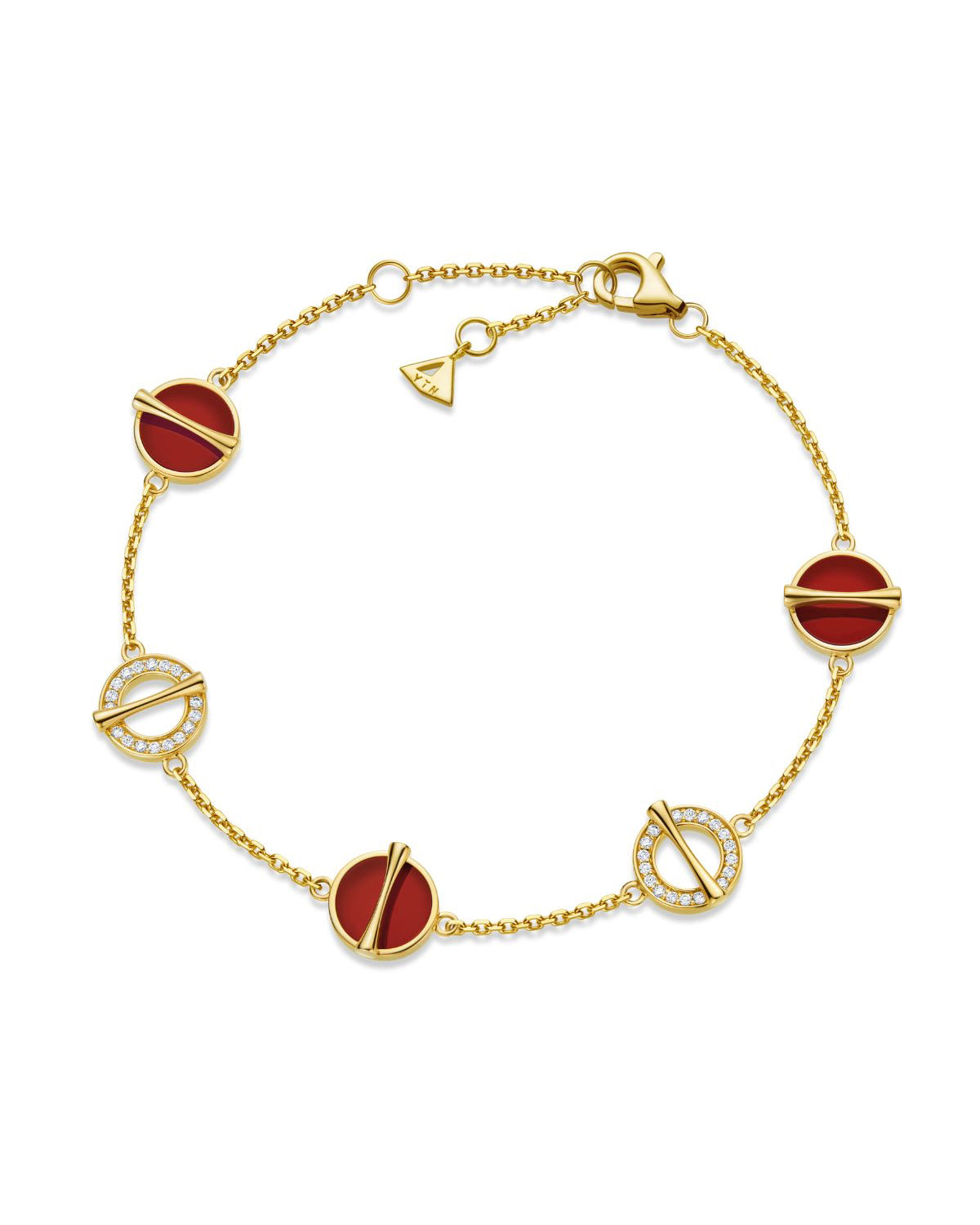 The Golden Ratio 5-motif Open Diamond Bracelet - Carnelian