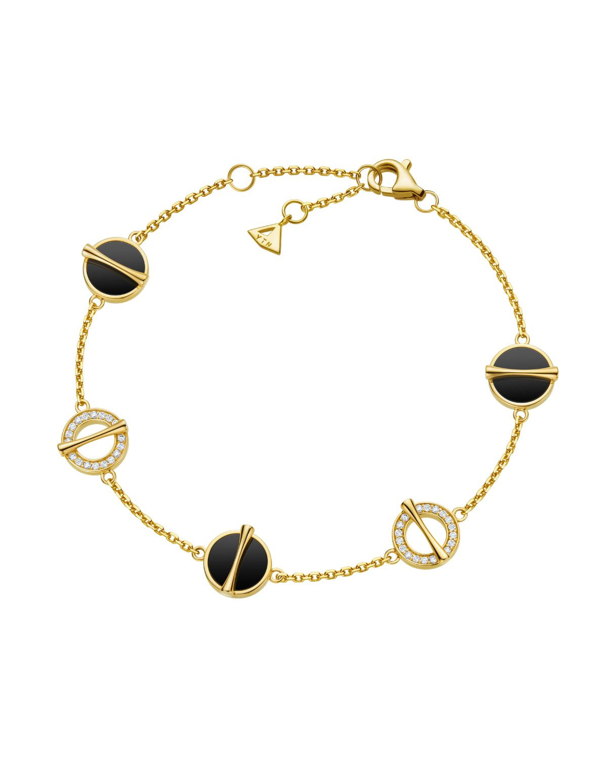 The Golden Ratio 5-motif Open Diamond Bracelet - Onyx