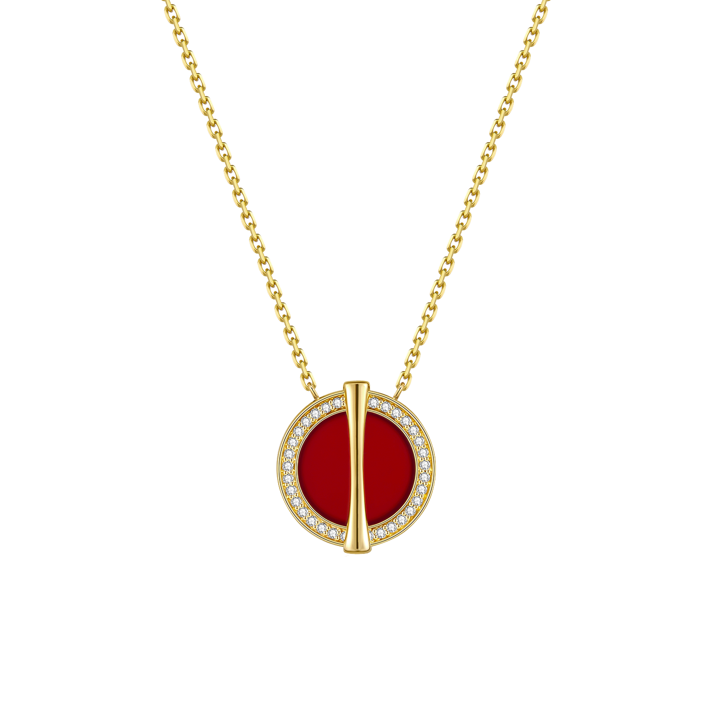 The Golden Ratio Diamond Necklace - Carnelian - 18K Solid Gold - YIN Fine Jewelry - Chinese Modern Gold Jewelry