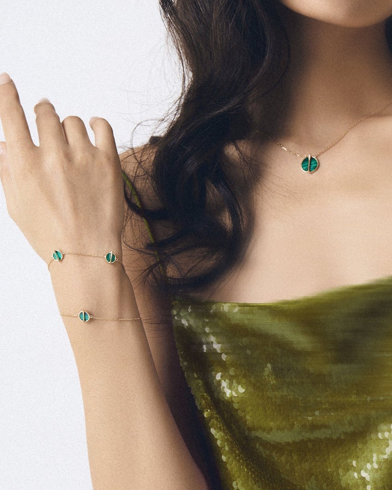 The Golden Ratio 3-motif Bracelet - Malachite