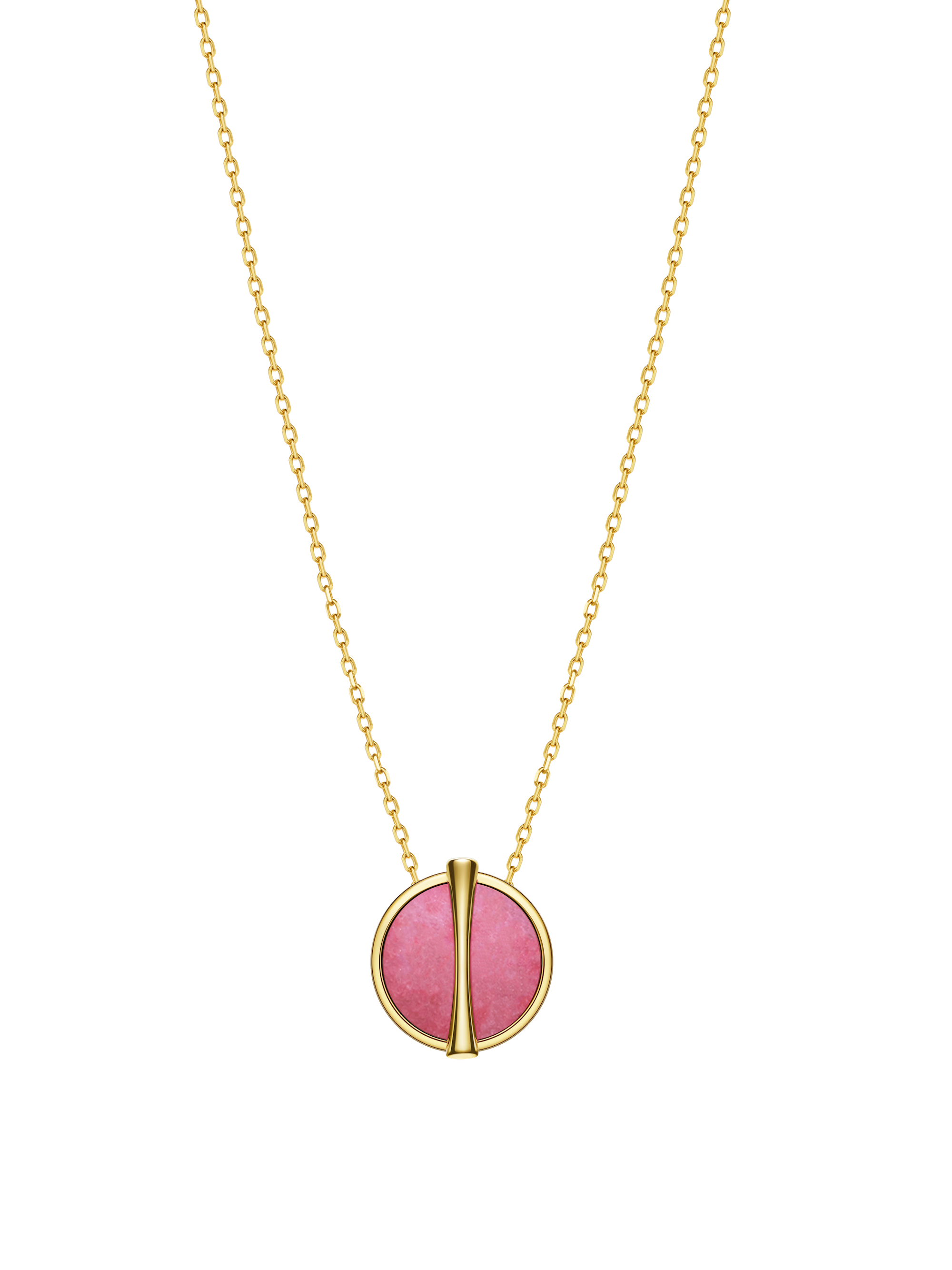 The Golden Ratio Necklace - Rhodonite - 18K Solid Gold - YIN Fine Jewelry - Chinese Modern Gold Jewelry