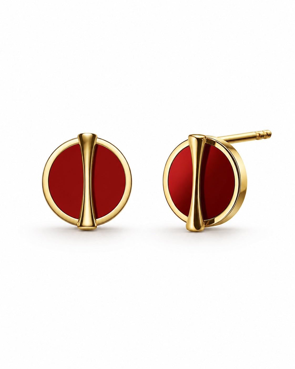 The Golden Ratio Stud Earrings - Carnelian