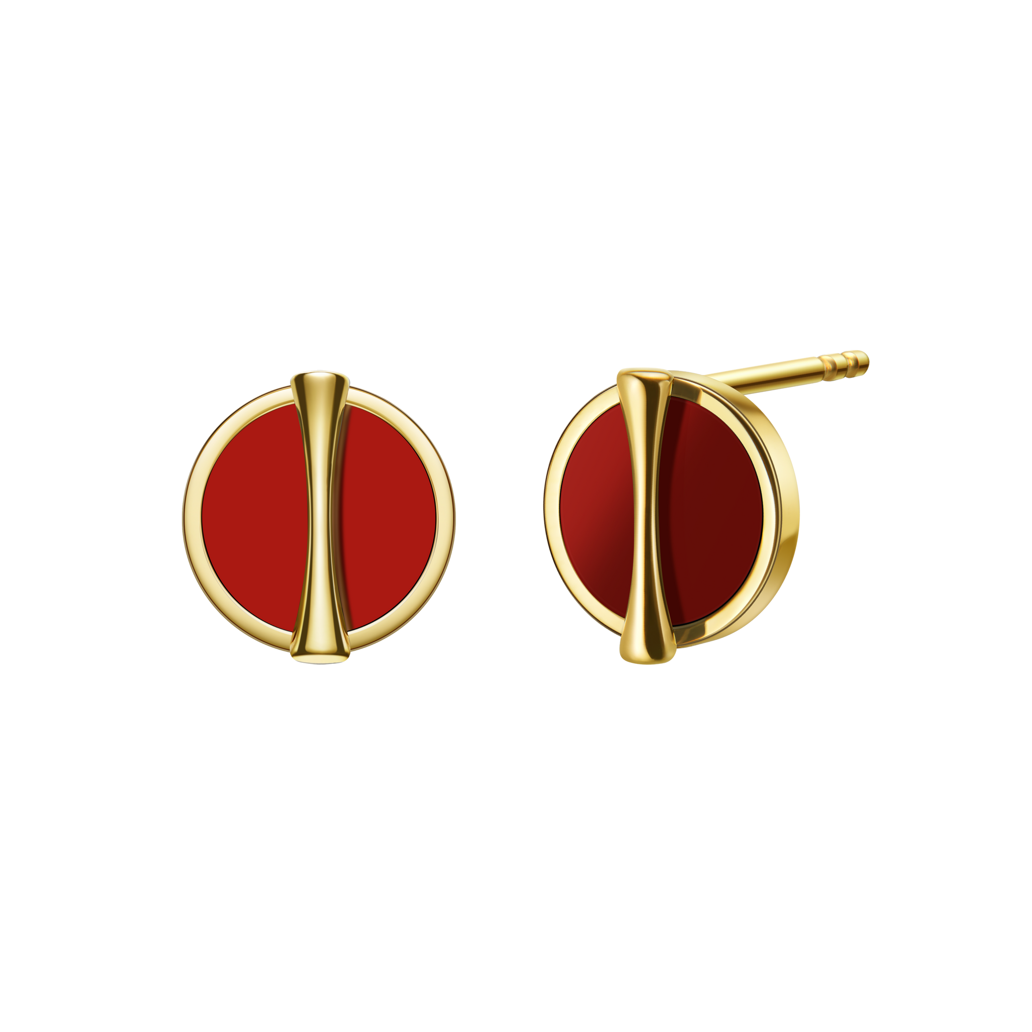The Golden Ratio Stud Earrings - Carnelian