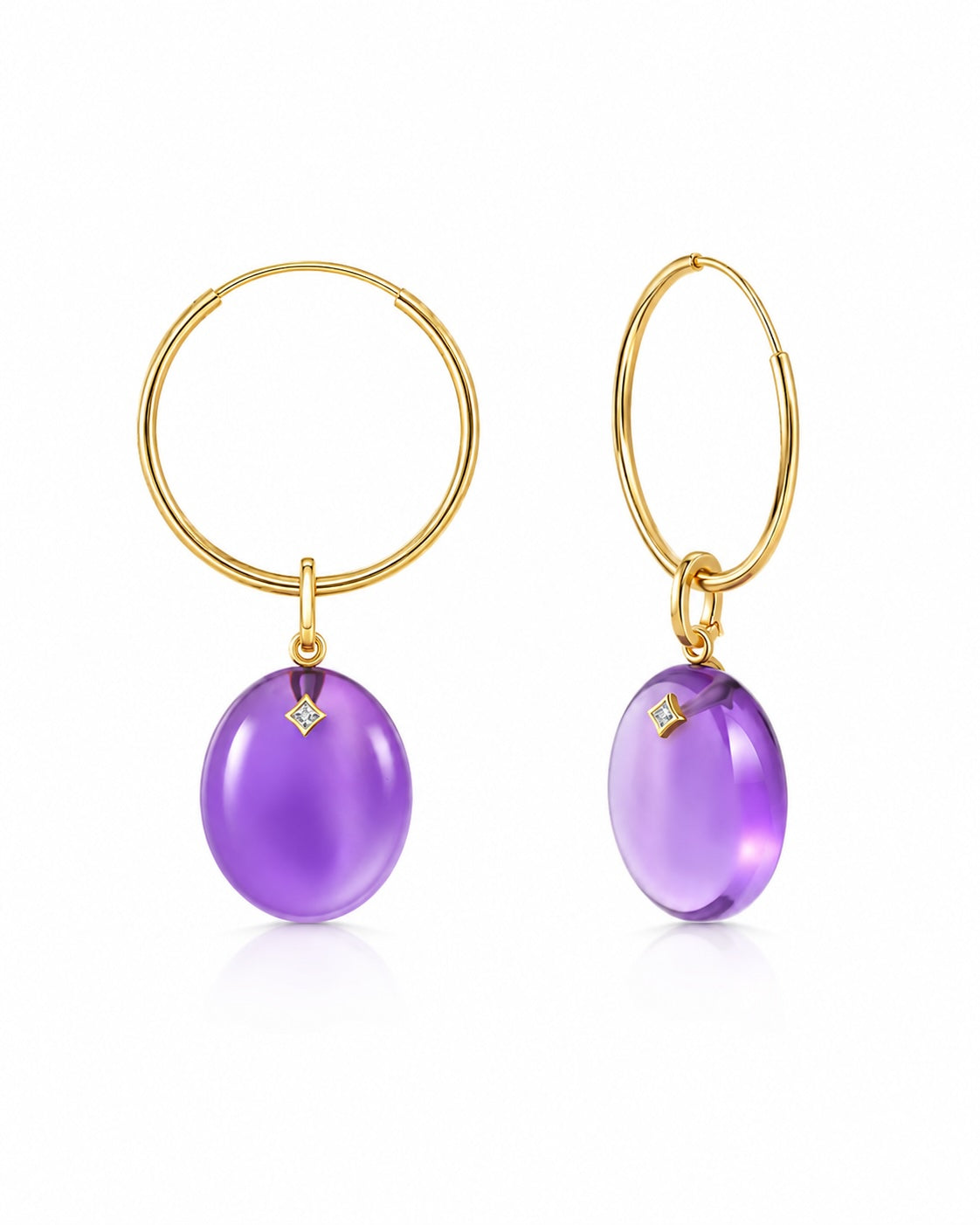 The Guiding Stars Oval Amethyst Earring Pendants