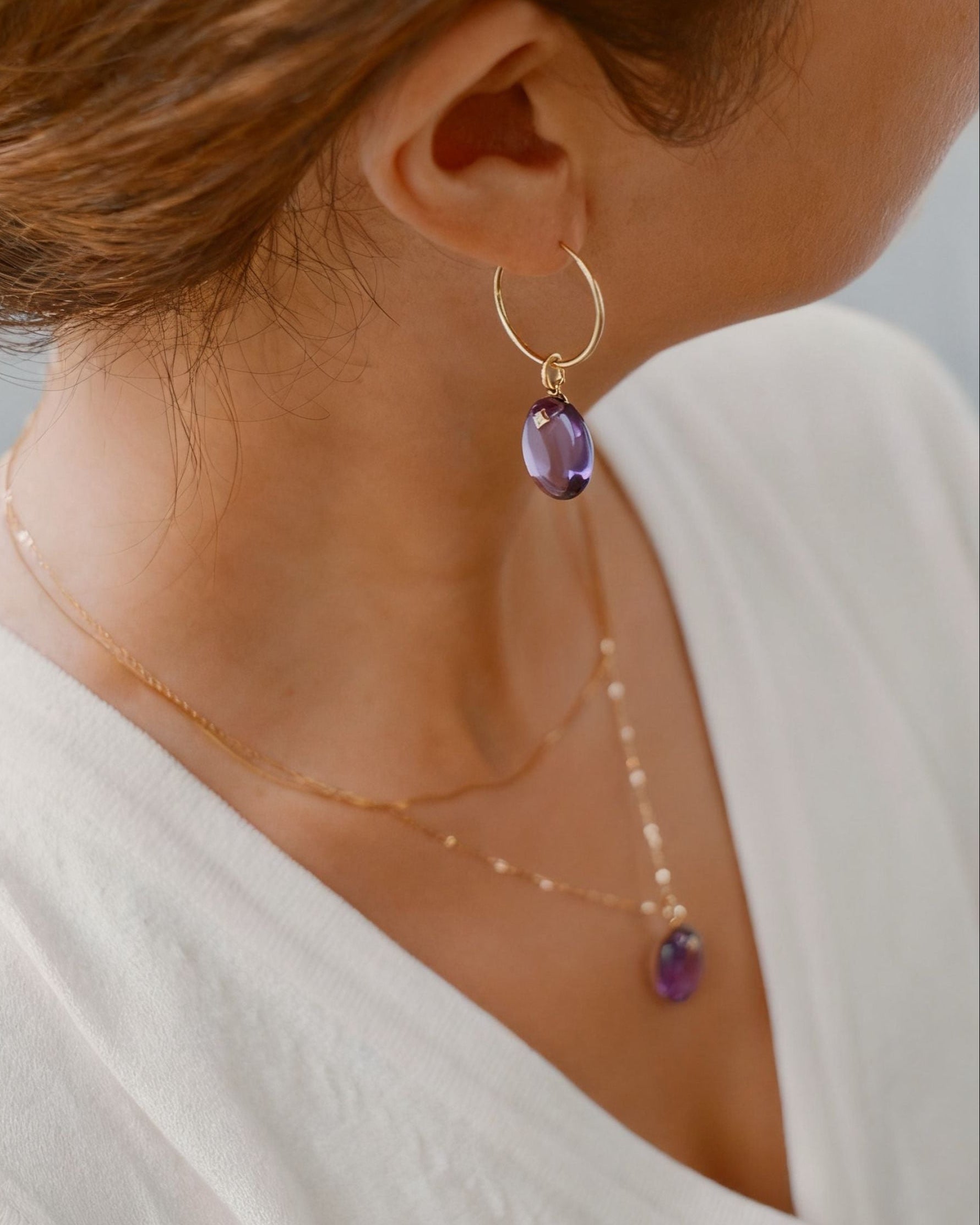 The Guiding Stars Oval Amethyst Earring Pendants
