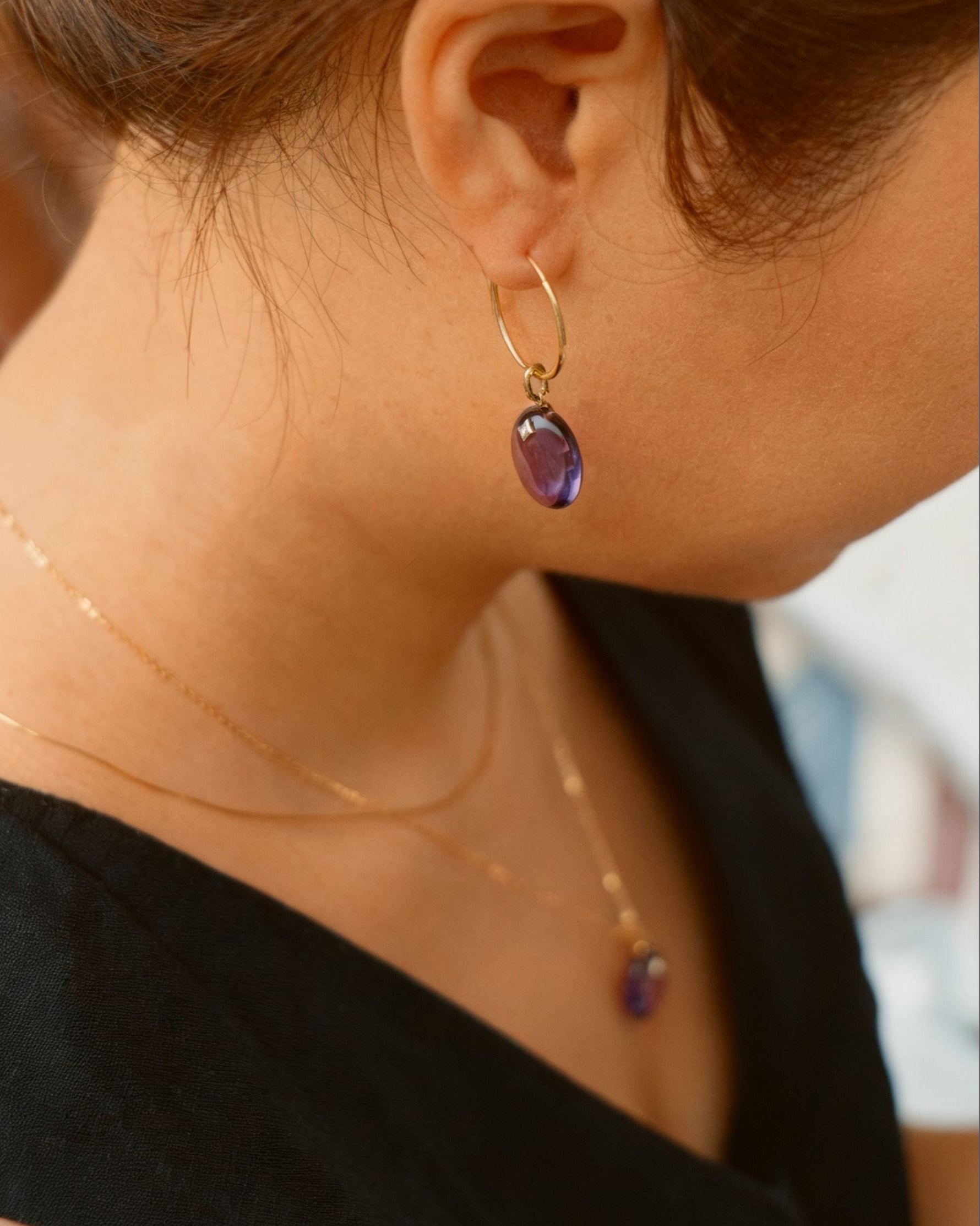 The Guiding Stars Oval Amethyst Earring Pendants