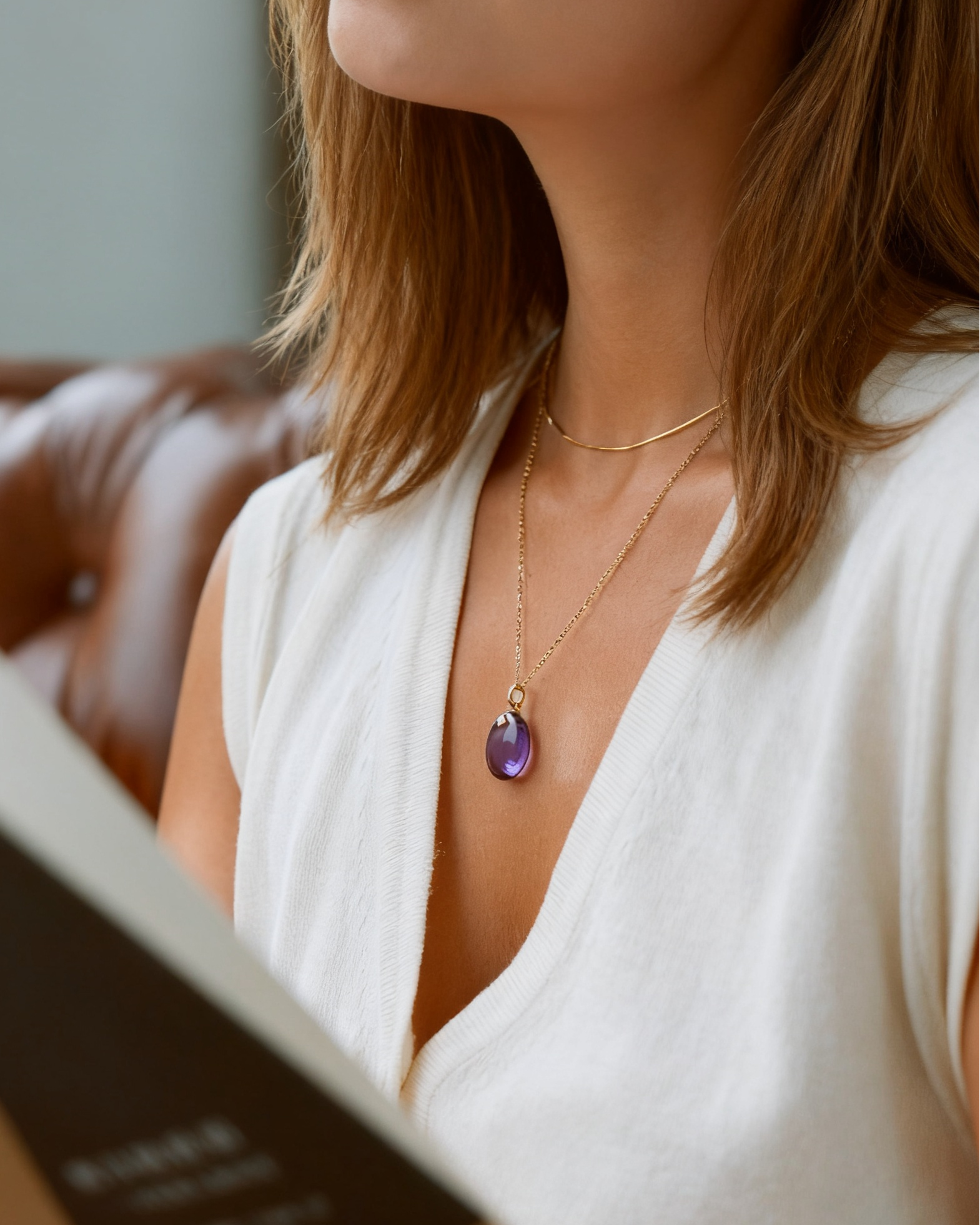 The Guiding Stars Oval Amethyst Pendant Necklace