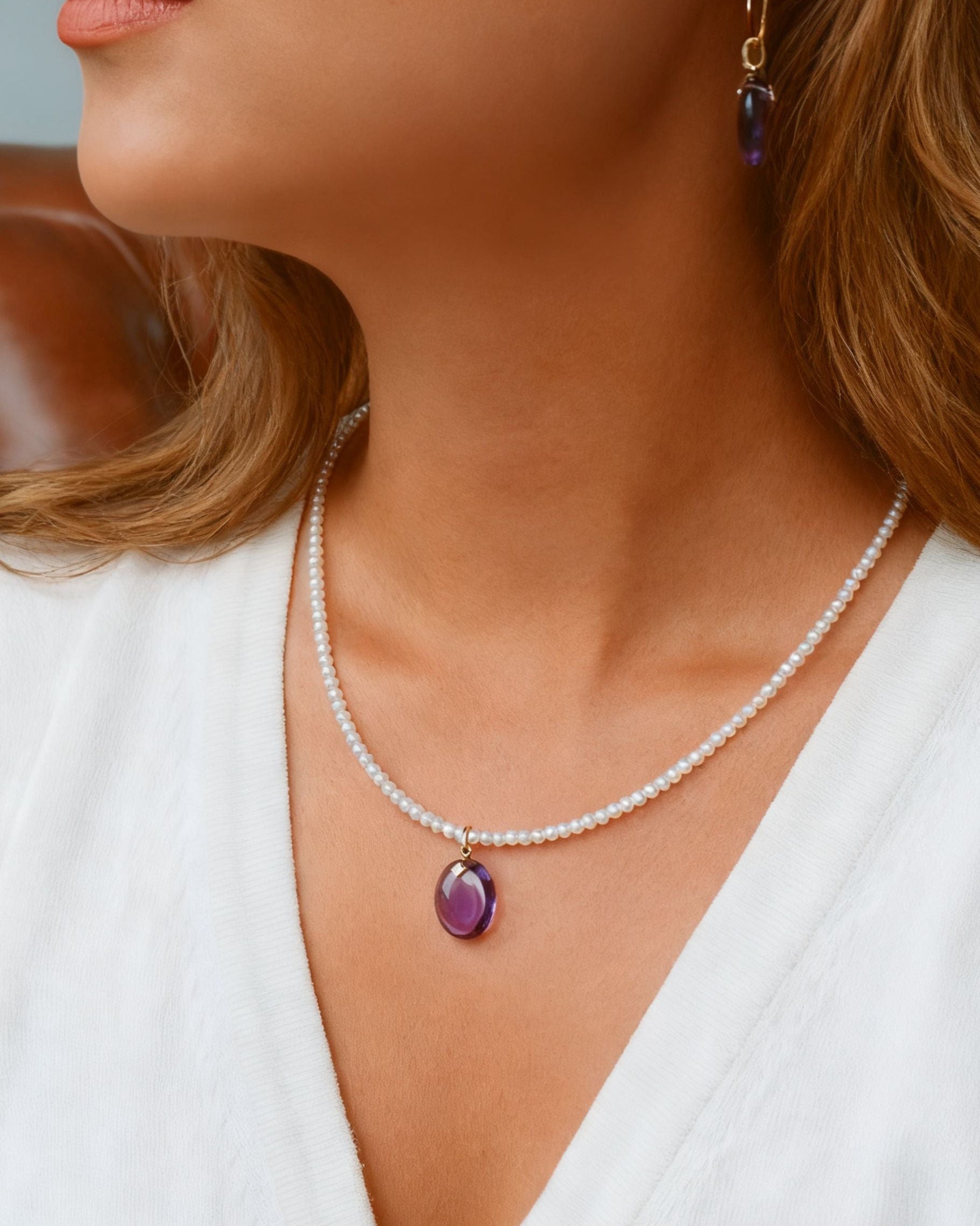 The Guiding Stars Oval Amethyst Pendant Necklace