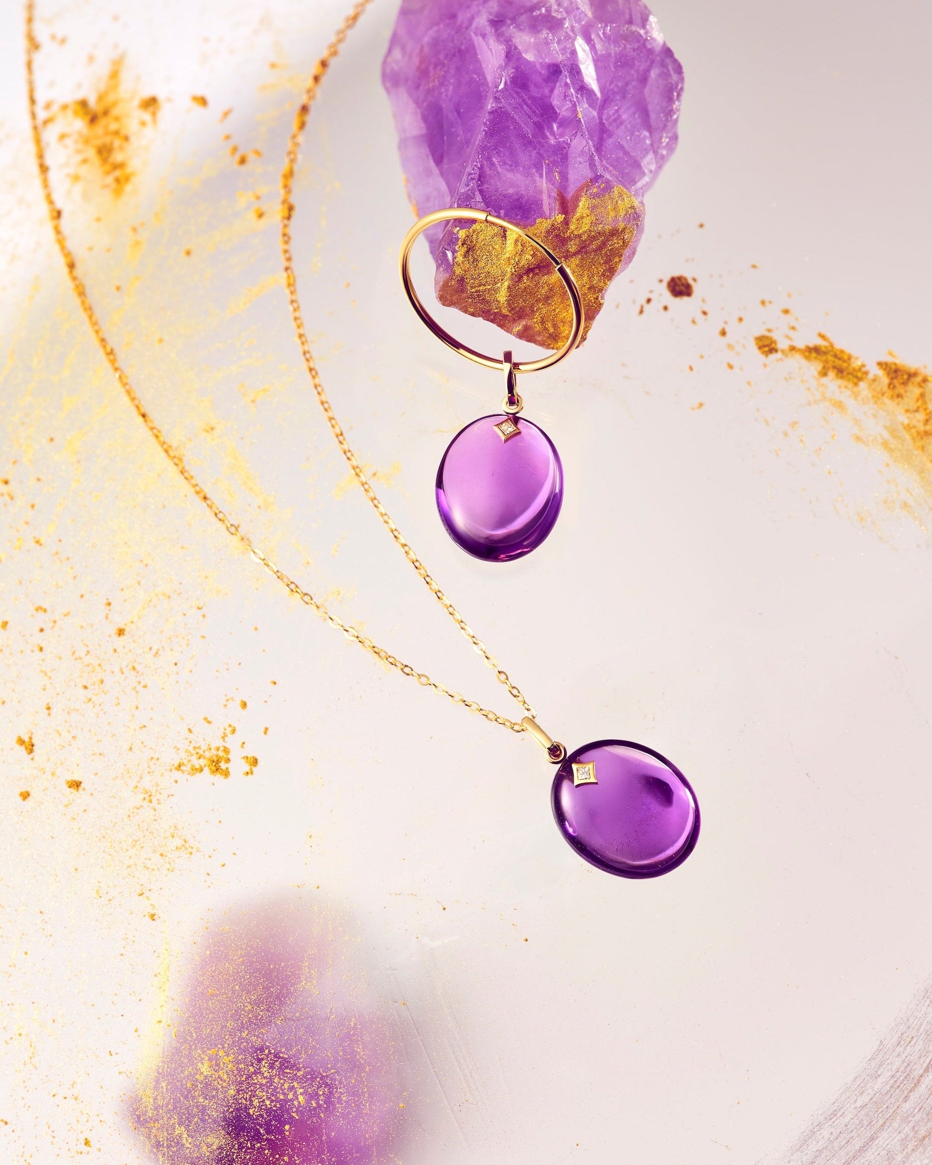 The Guiding Stars Oval Amethyst Earring Pendants