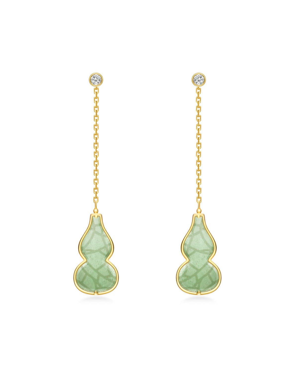 The Hulu Green Jade Drop Gourd Earrings