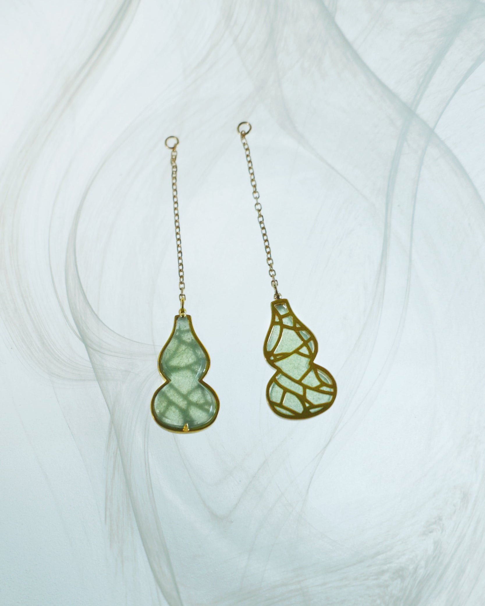 The Hulu Green Jade Drop Gourd Earrings
