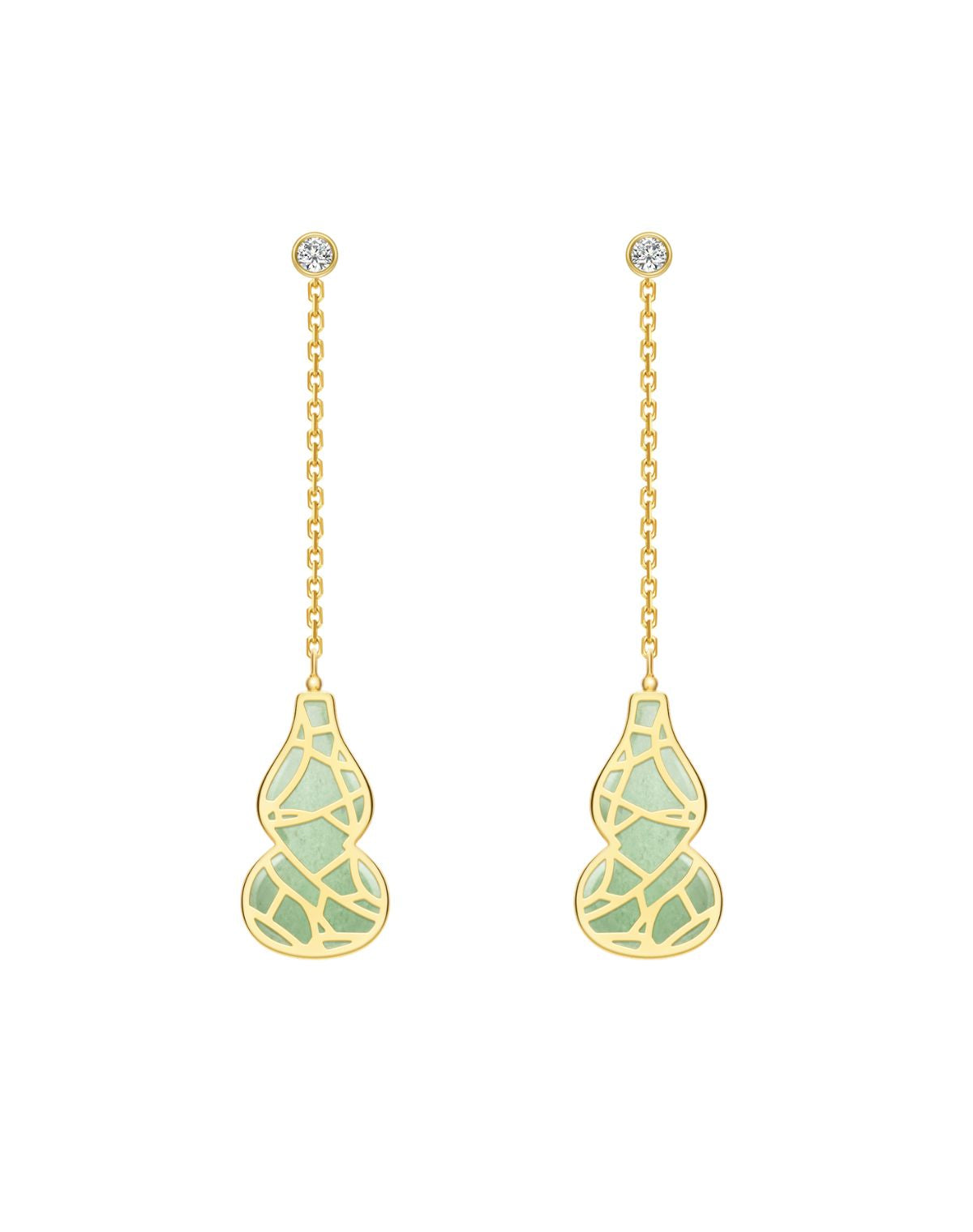 The Hulu Green Jade Drop Gourd Earrings