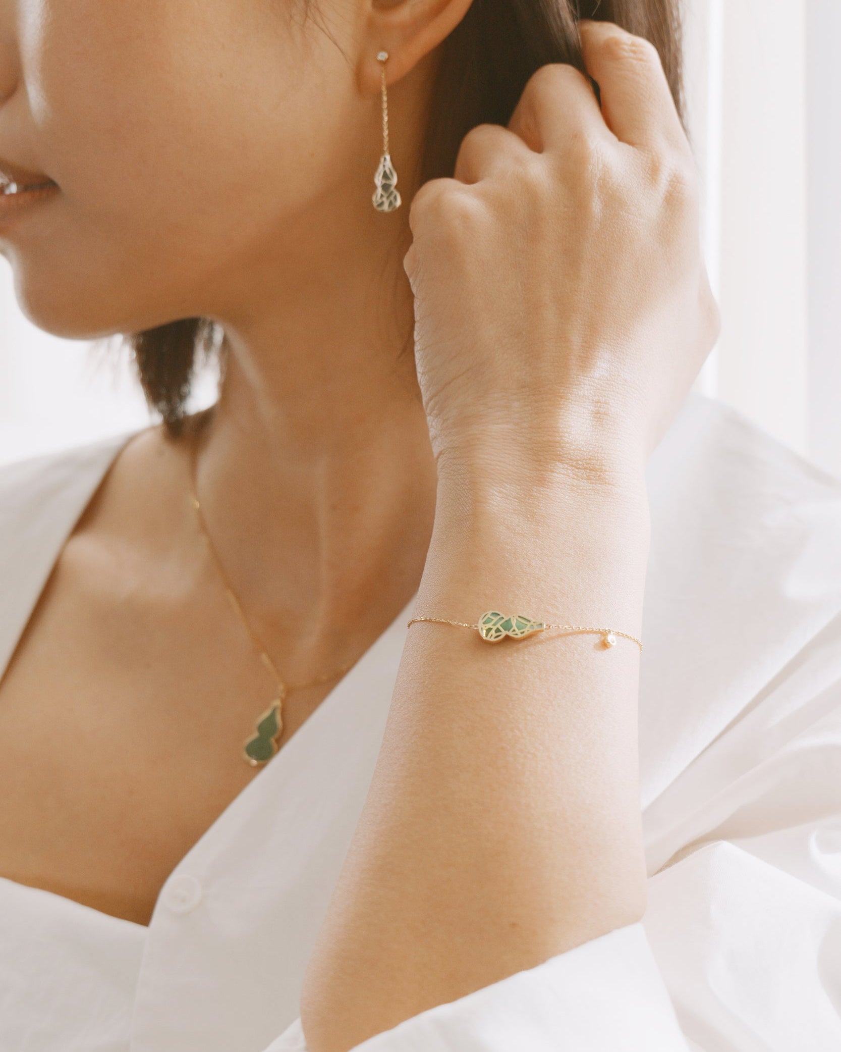 The Hulu Green Jade Gourd Bracelet