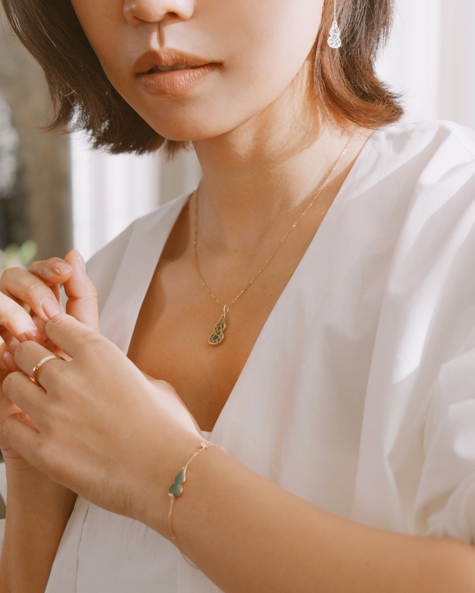 The Hulu Green Jade Gourd Bracelet
