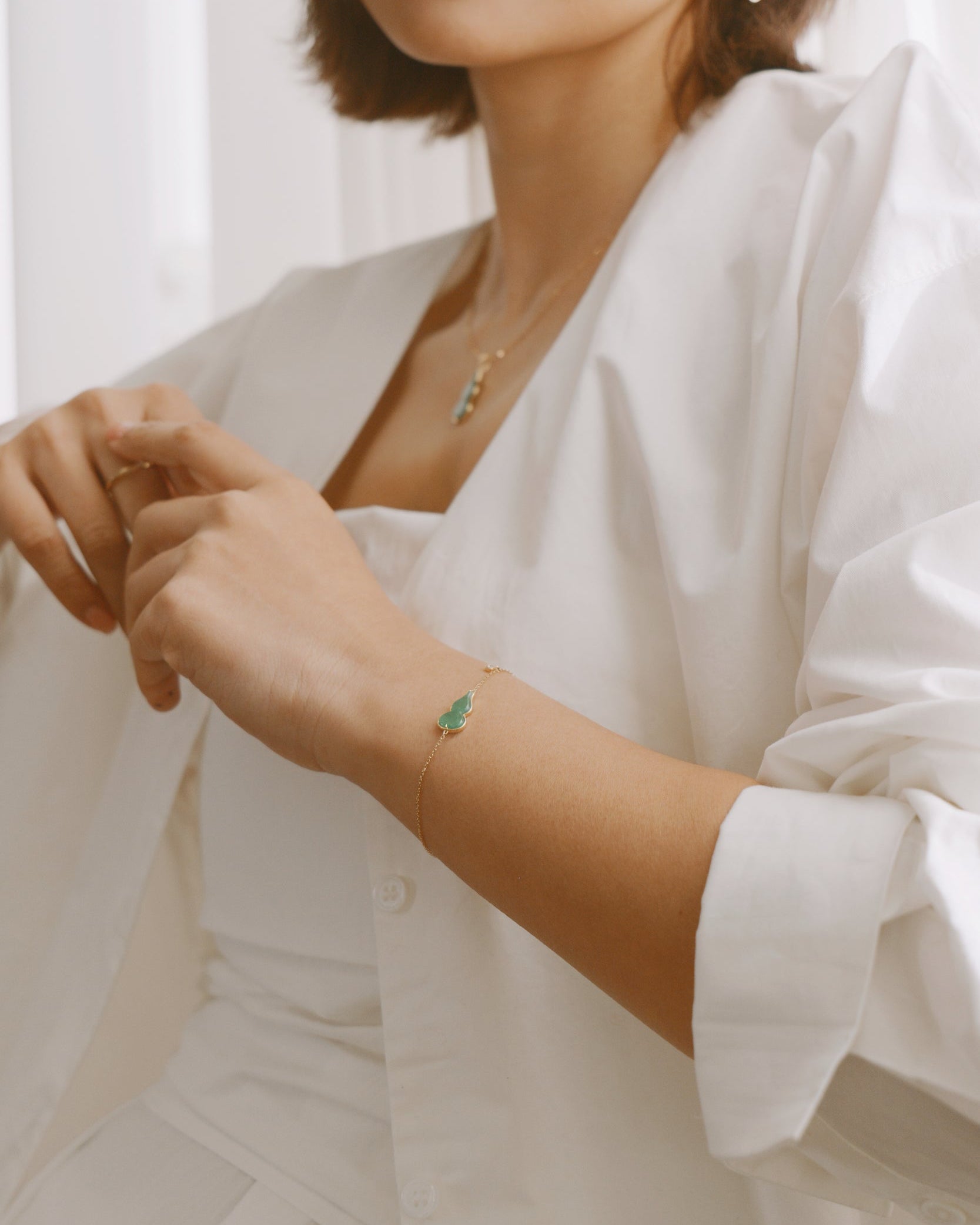 The Hulu Green Jade Gourd Bracelet