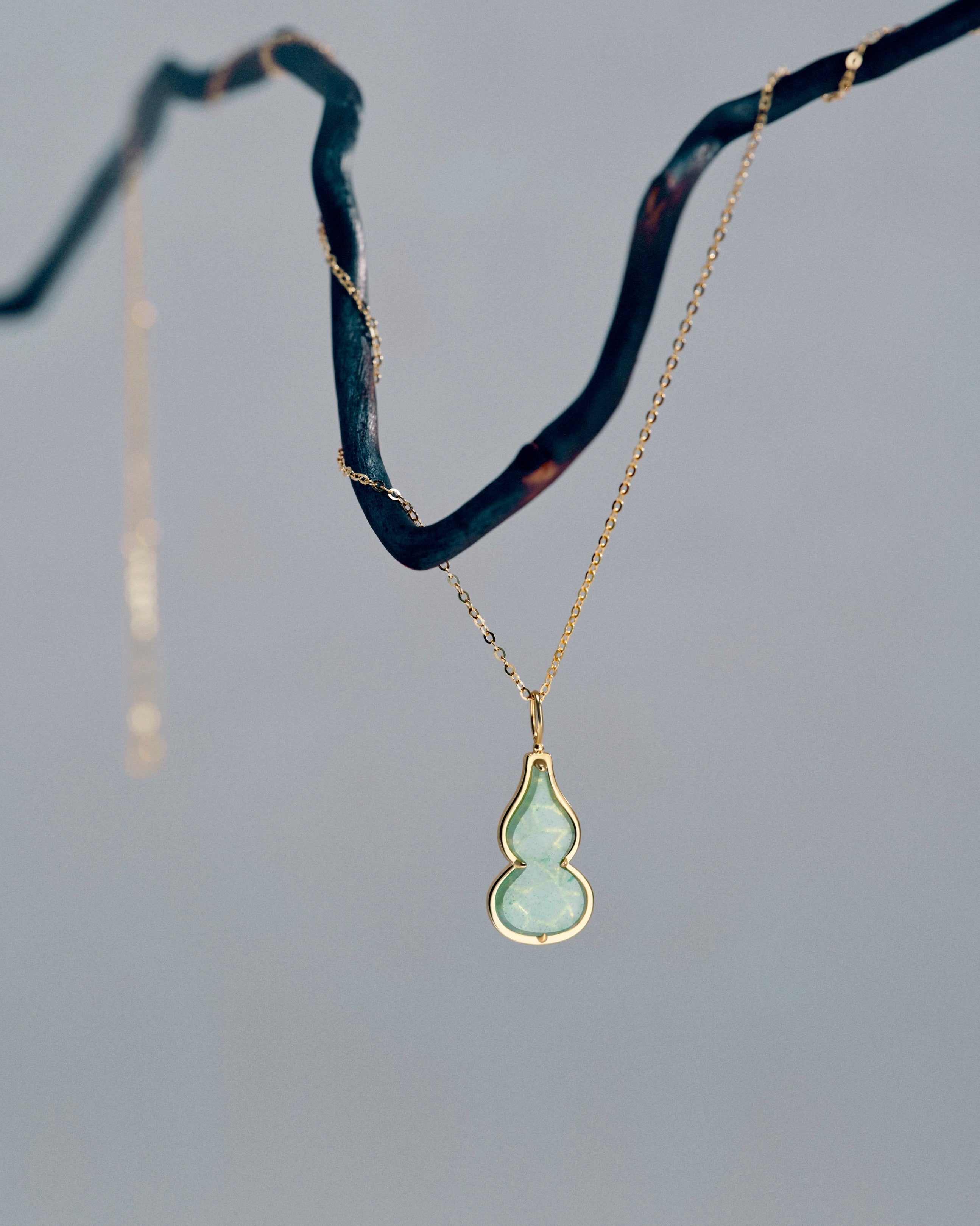 The Hulu Green Jade Gourd Pendant Necklace
