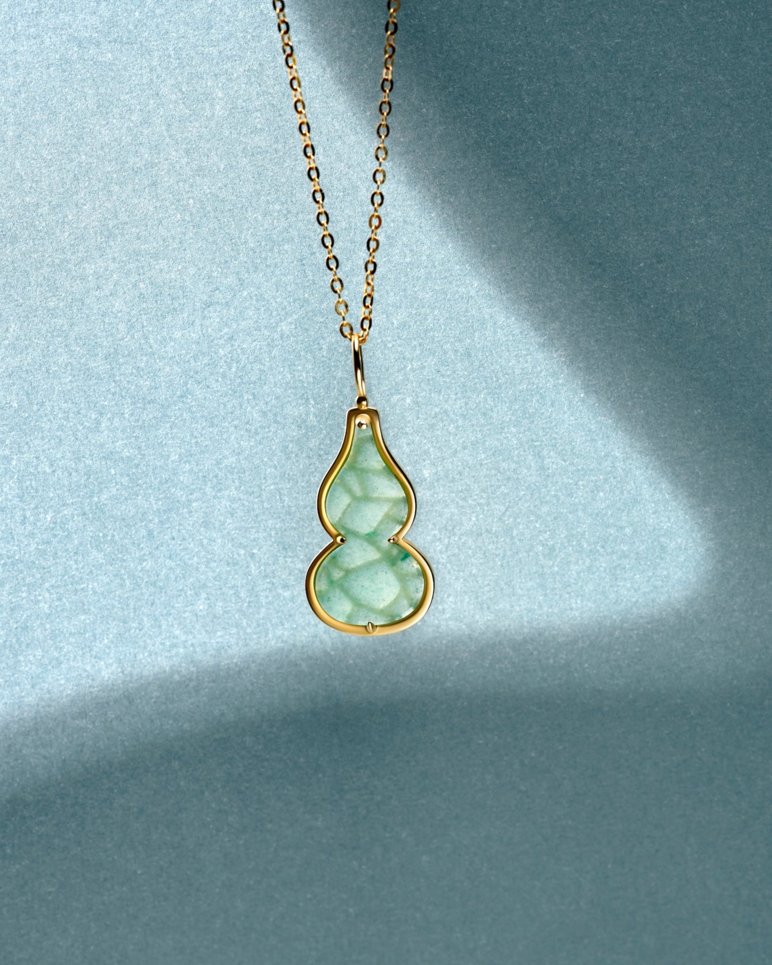 The Hulu Green Jade Gourd Pendant Necklace