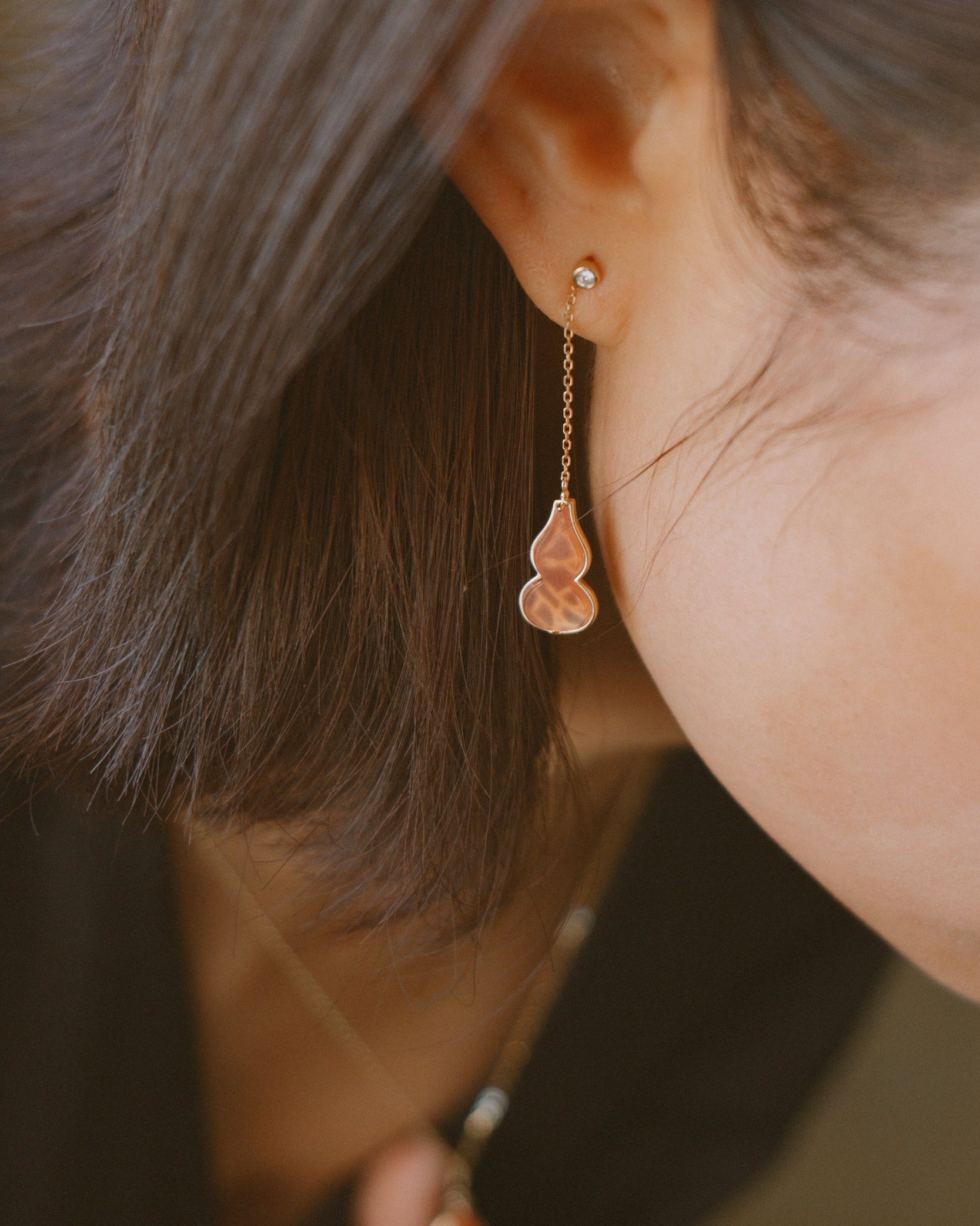The Hulu Red Jade Gourd Drop Earrings