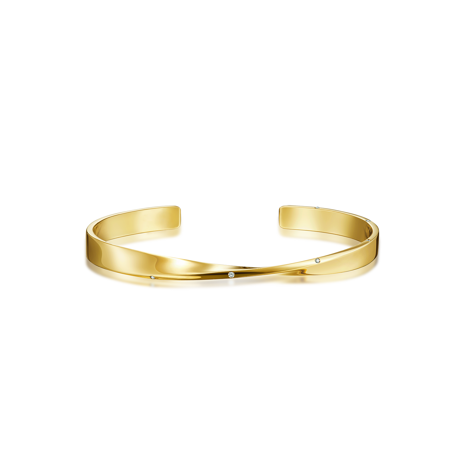 The Möbius Diamond Open Cuff Bangle - 18K Solid Gold - YIN Fine Jewelry - Chinese Modern Gold Jewelry